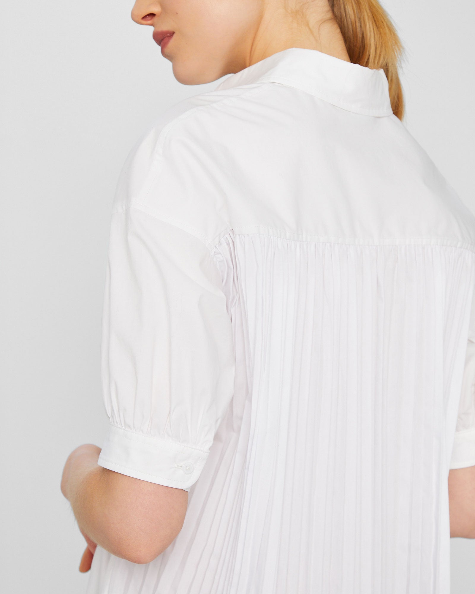 CLUB MONACO - Novel Pleated Shirt Dress - White