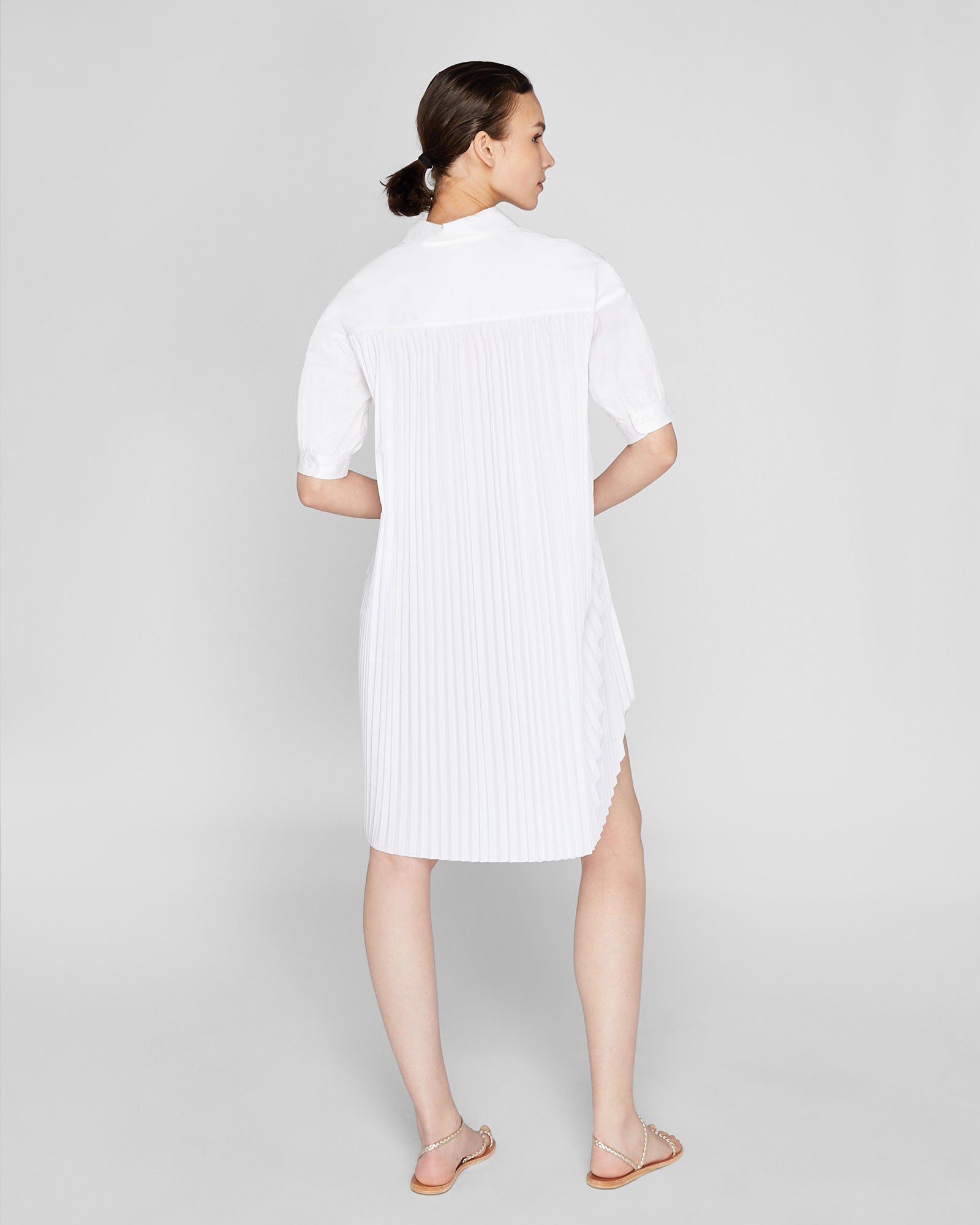 CLUB MONACO - Novel Pleated Shirt Dress - White