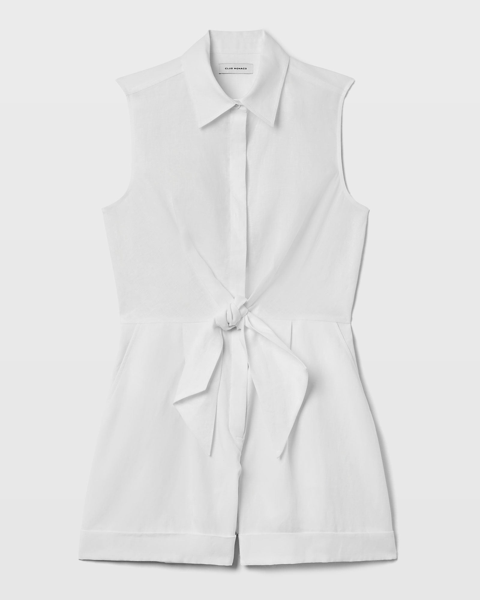 CLUB MONACO - Linen Blend Romper - White