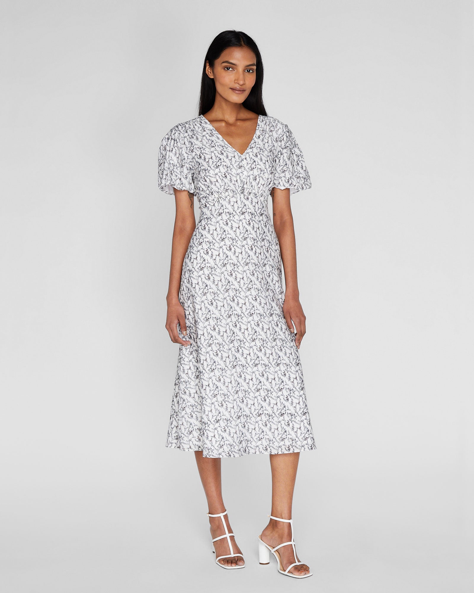 CLUB MONACO - Easy Midi Button Front Dress - Cream Base