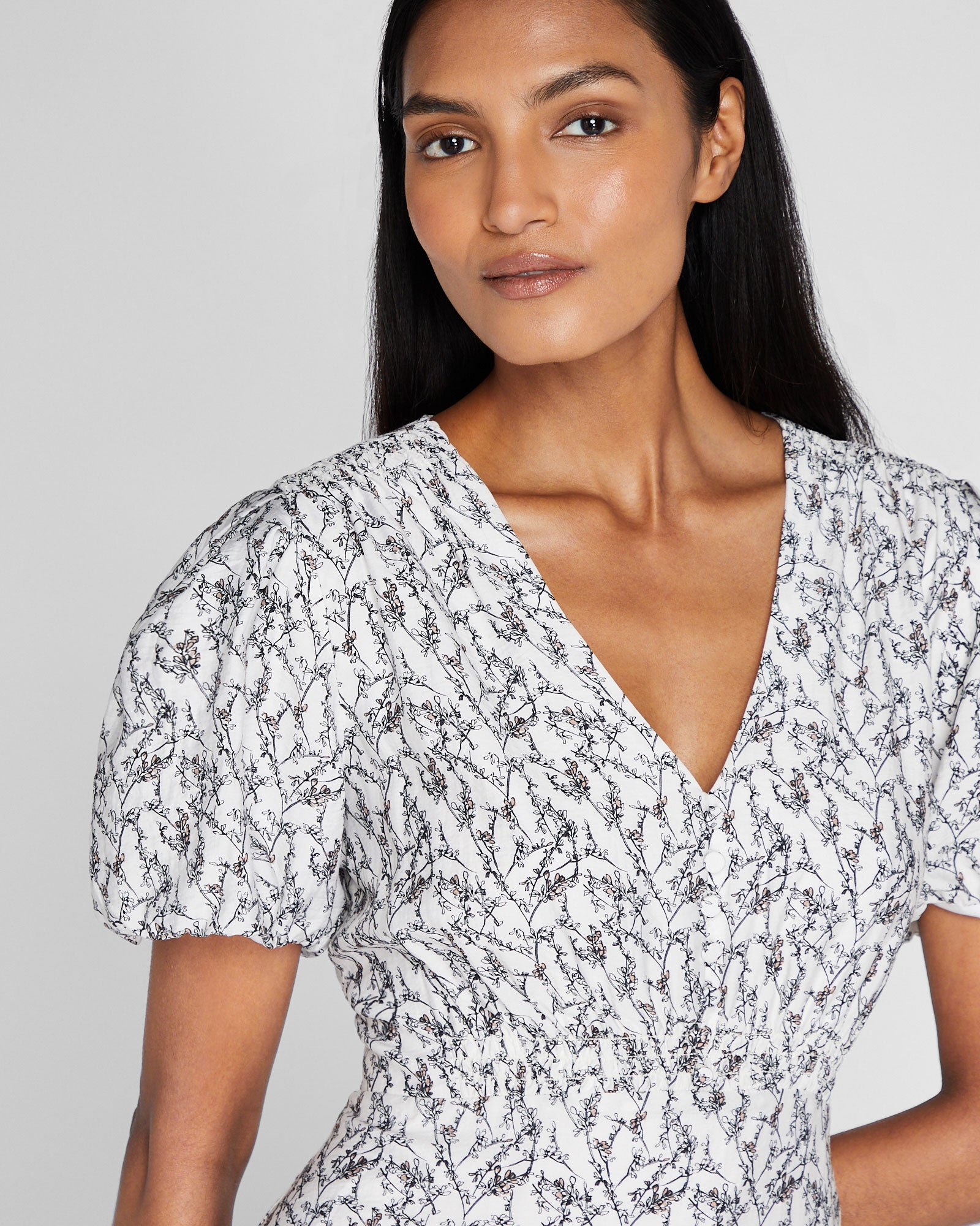 CLUB MONACO - Easy Midi Button Front Dress - Cream Base