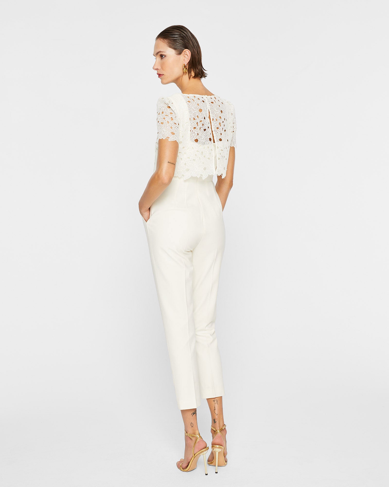 CLUB MONACO - Combinaison à dentelle superposée - Crème Perle