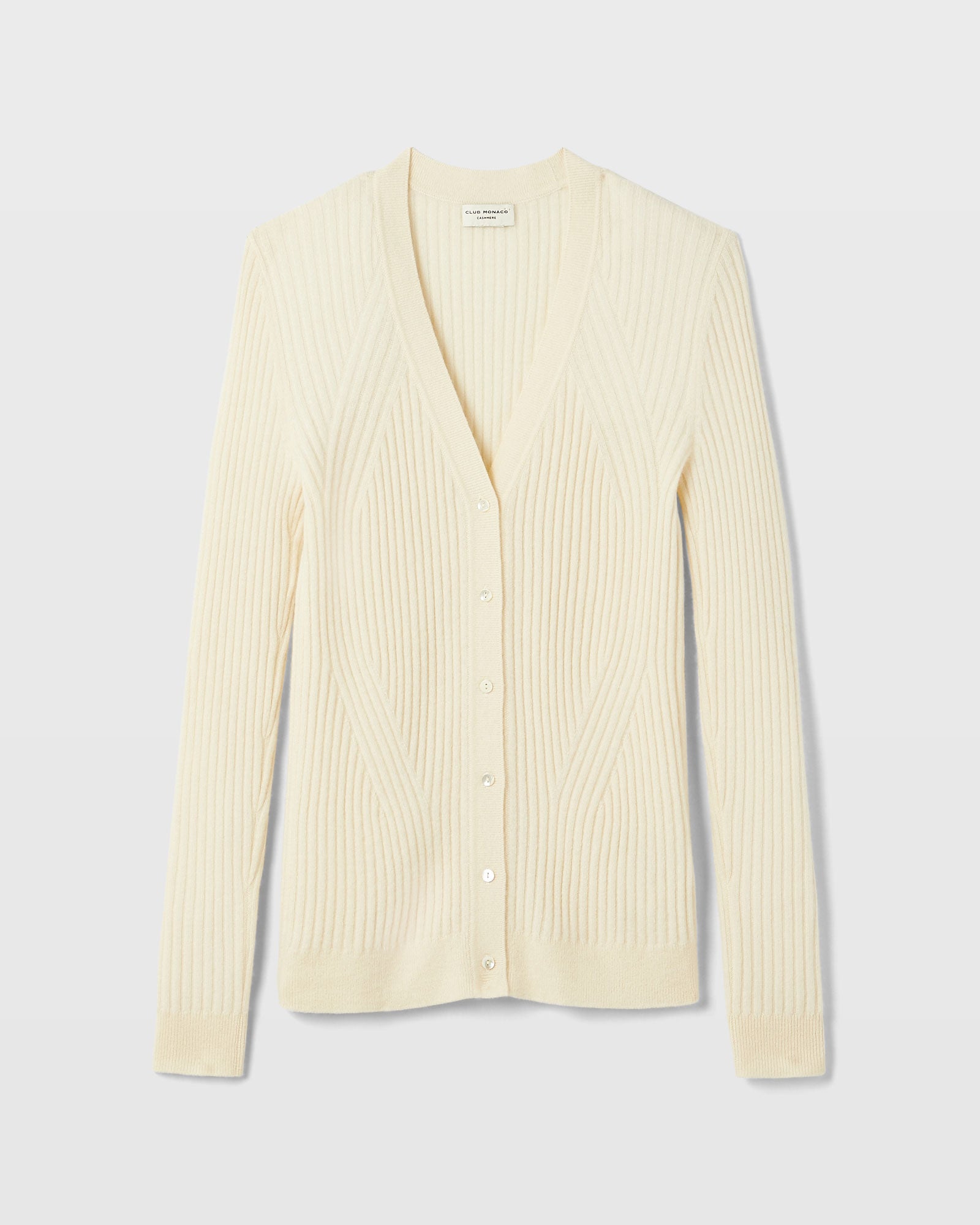 CLUB MONACO - Slim Ribbed Cashmere Cardigan - Ivory