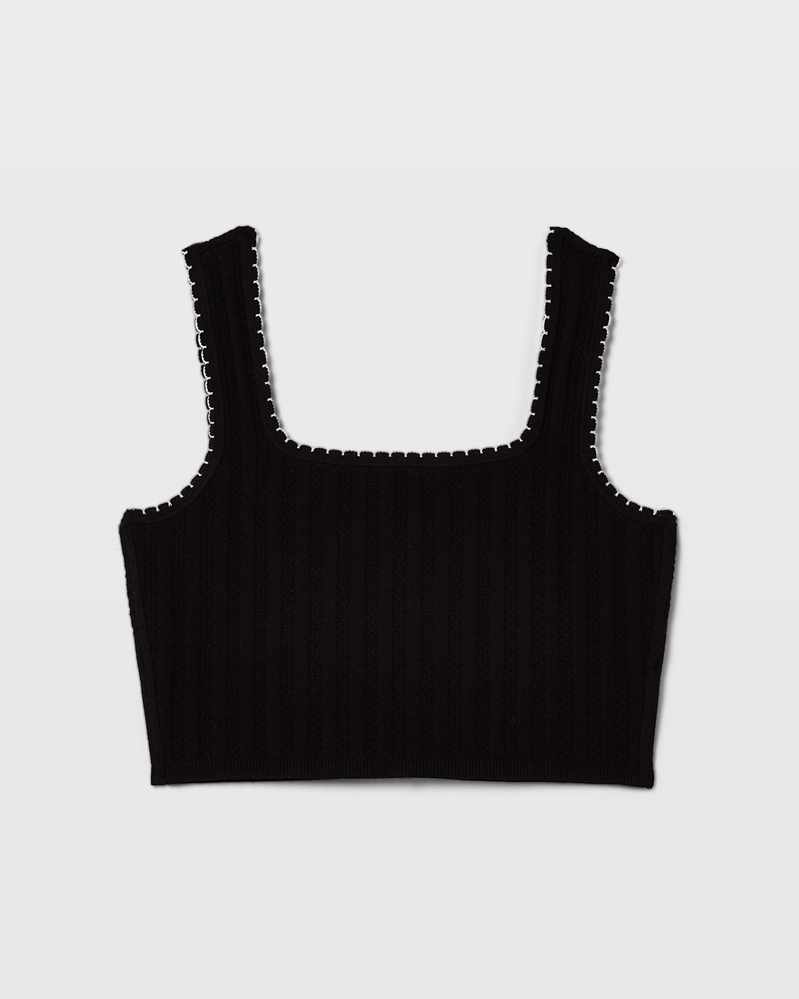 CLUB MONACO - Haut à garniture festonnée - Noir