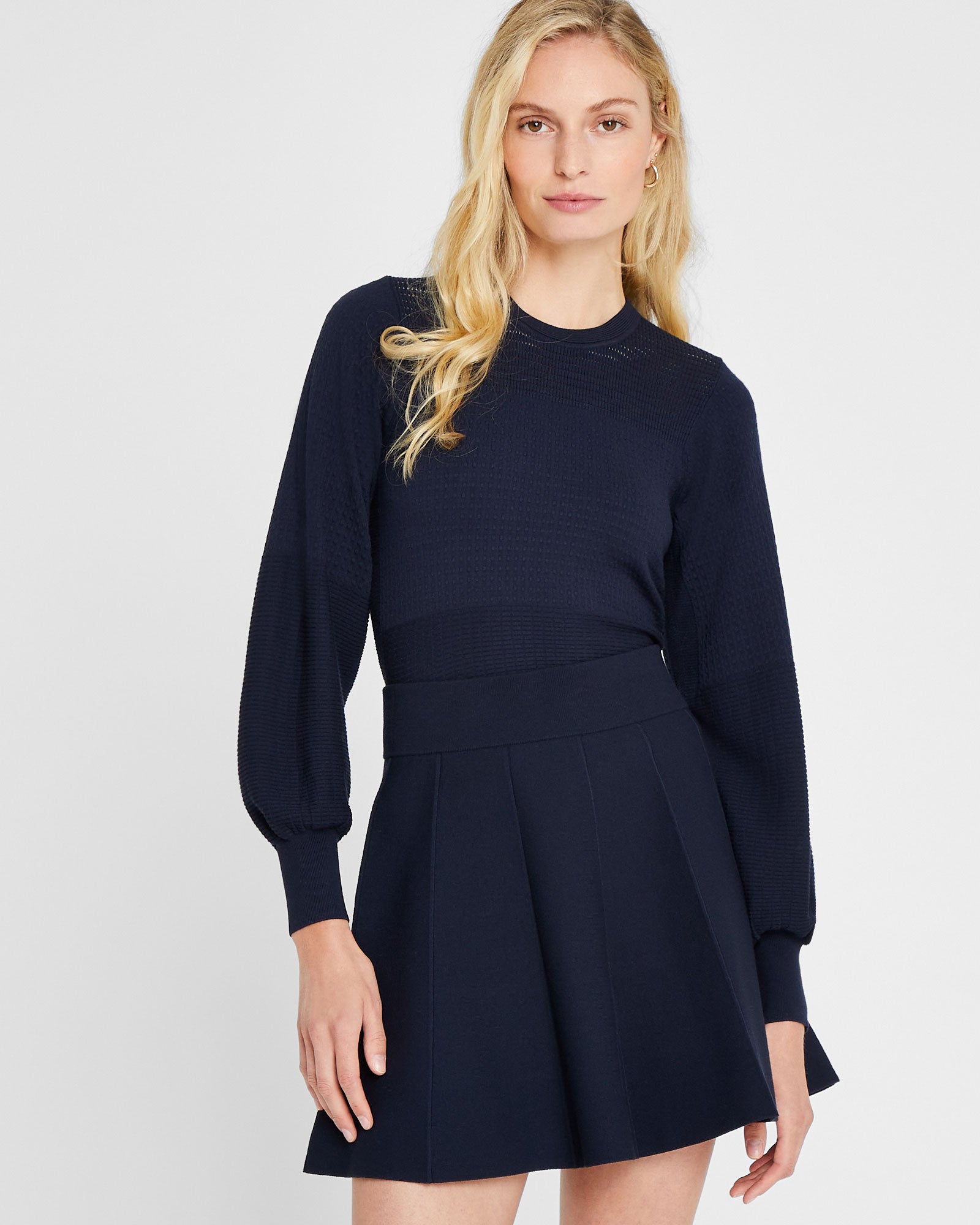 CLUB MONACO - Textured Crewneck - Navy