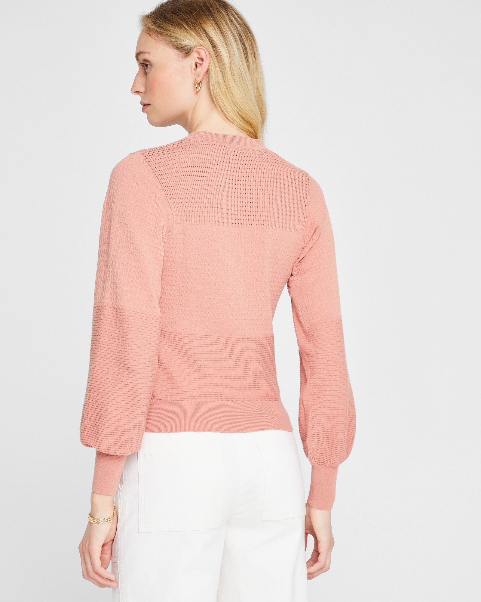 CLUB MONACO - Textured Crewneck - Dusty Pink