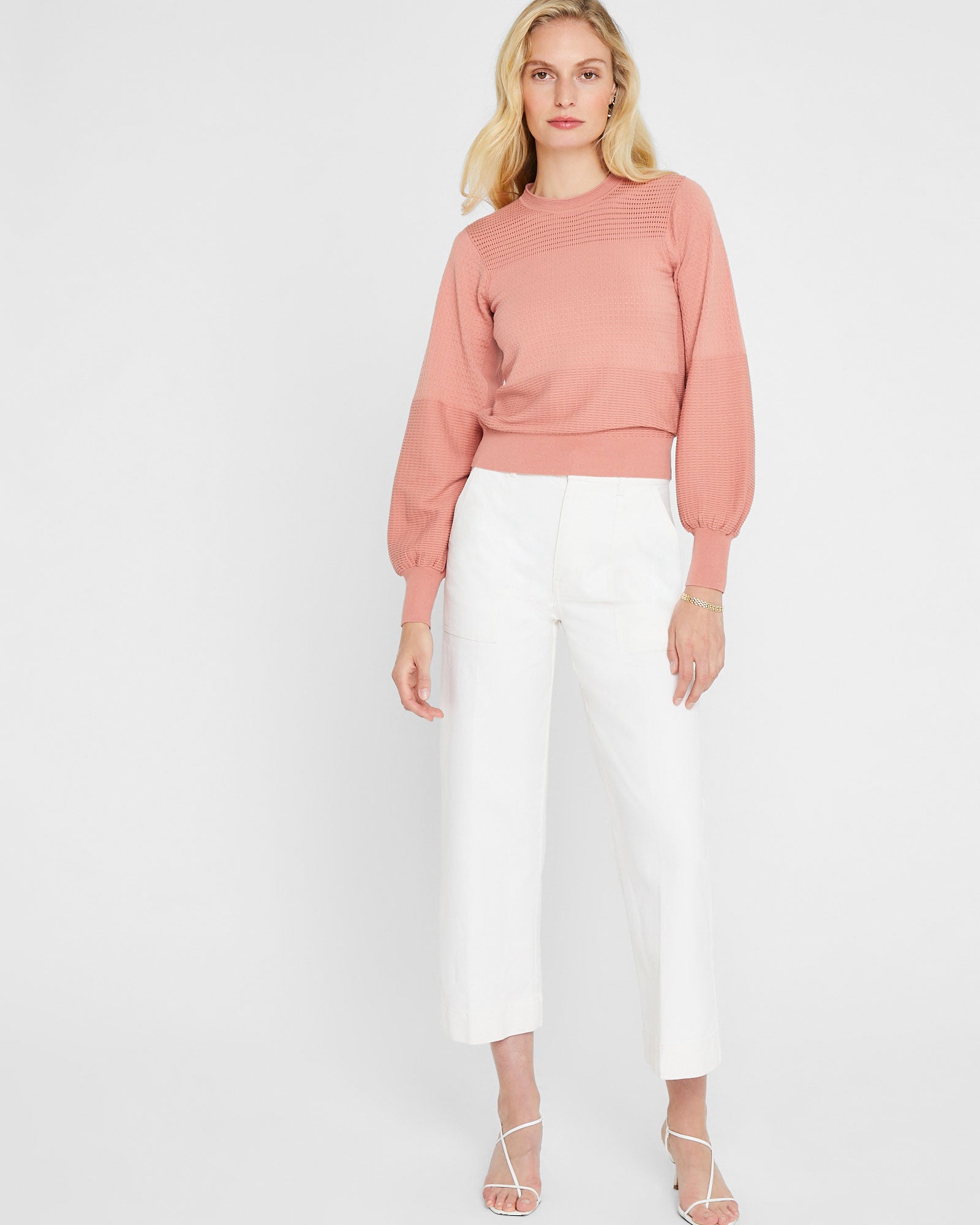 CLUB MONACO - Textured Crewneck - Dusty Pink