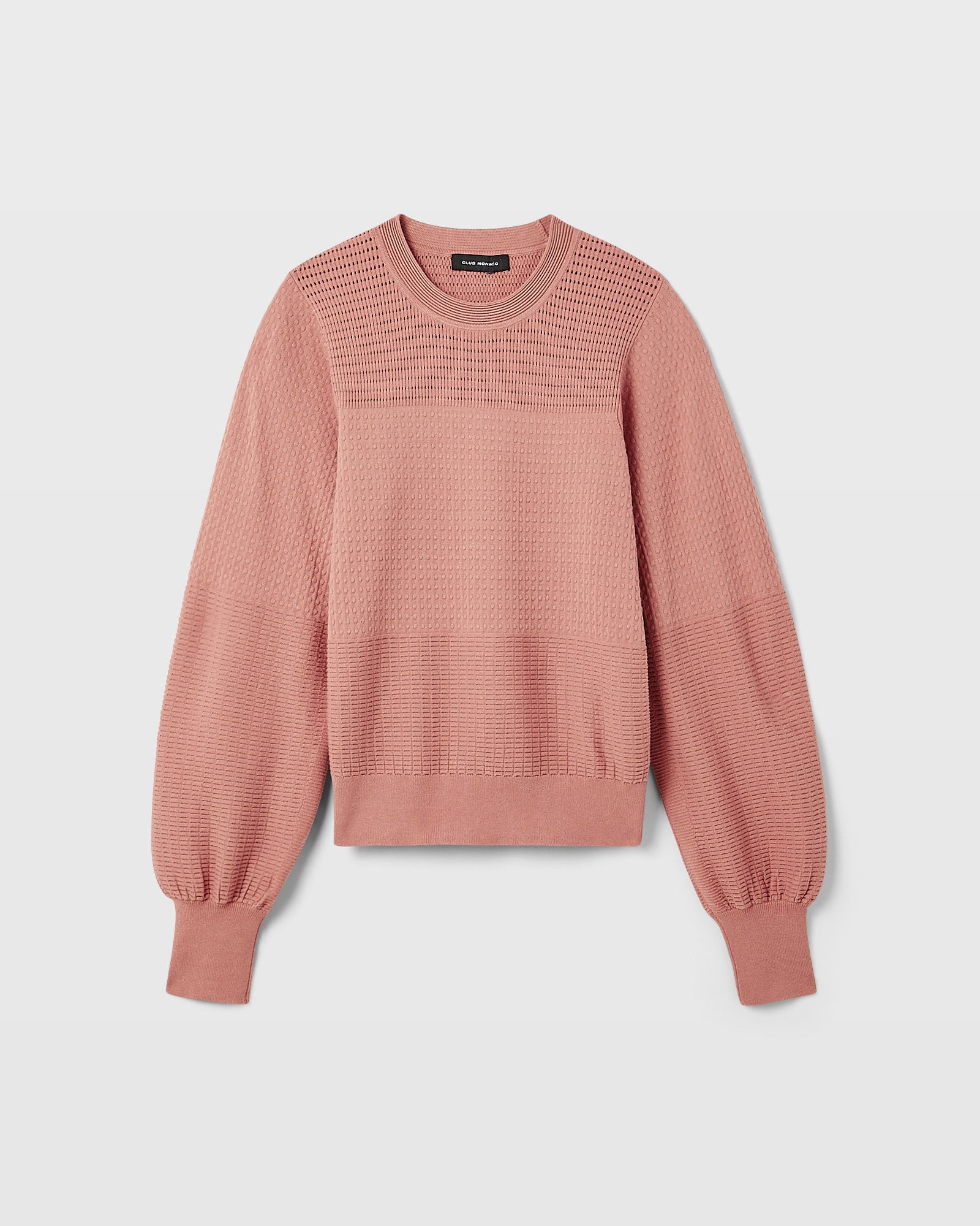 CLUB MONACO - Textured Crewneck - Dusty Pink