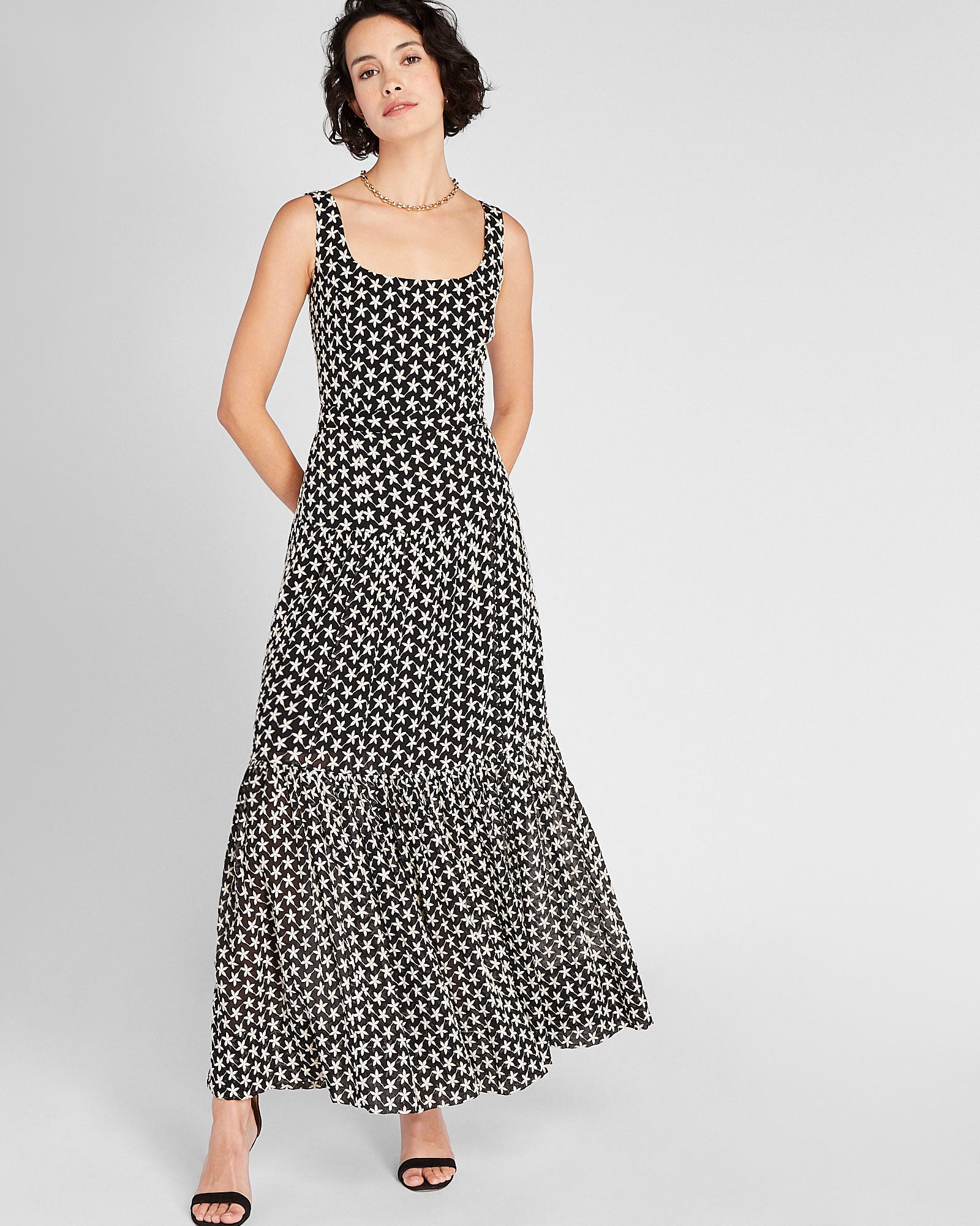 CLUB MONACO - Embroidered Maxi Dress - Black Base