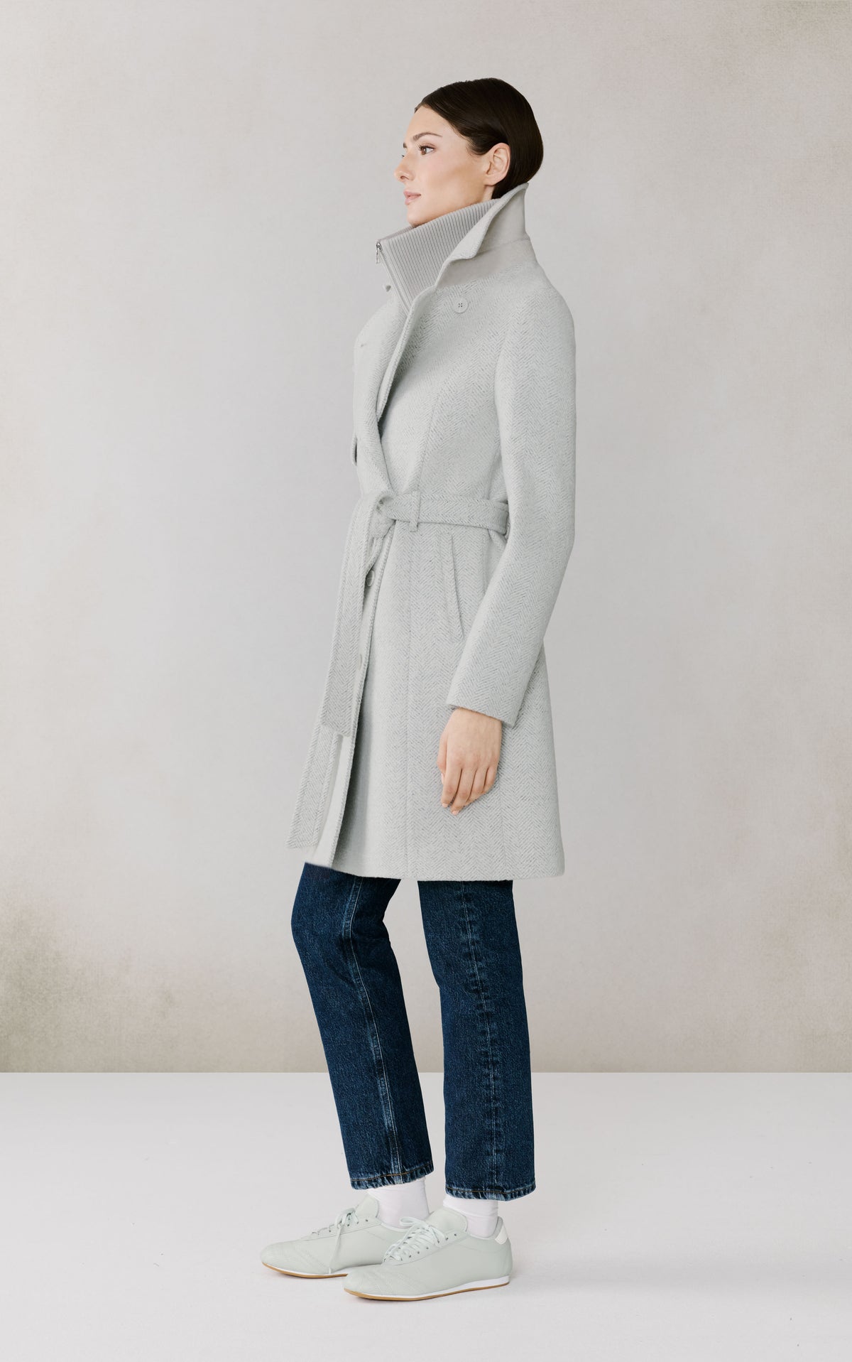 Club Monaco - SOIA & KYO Fabianne-H Wool Trench Coat With Bib in Heather Blue - Bleu Bruyère