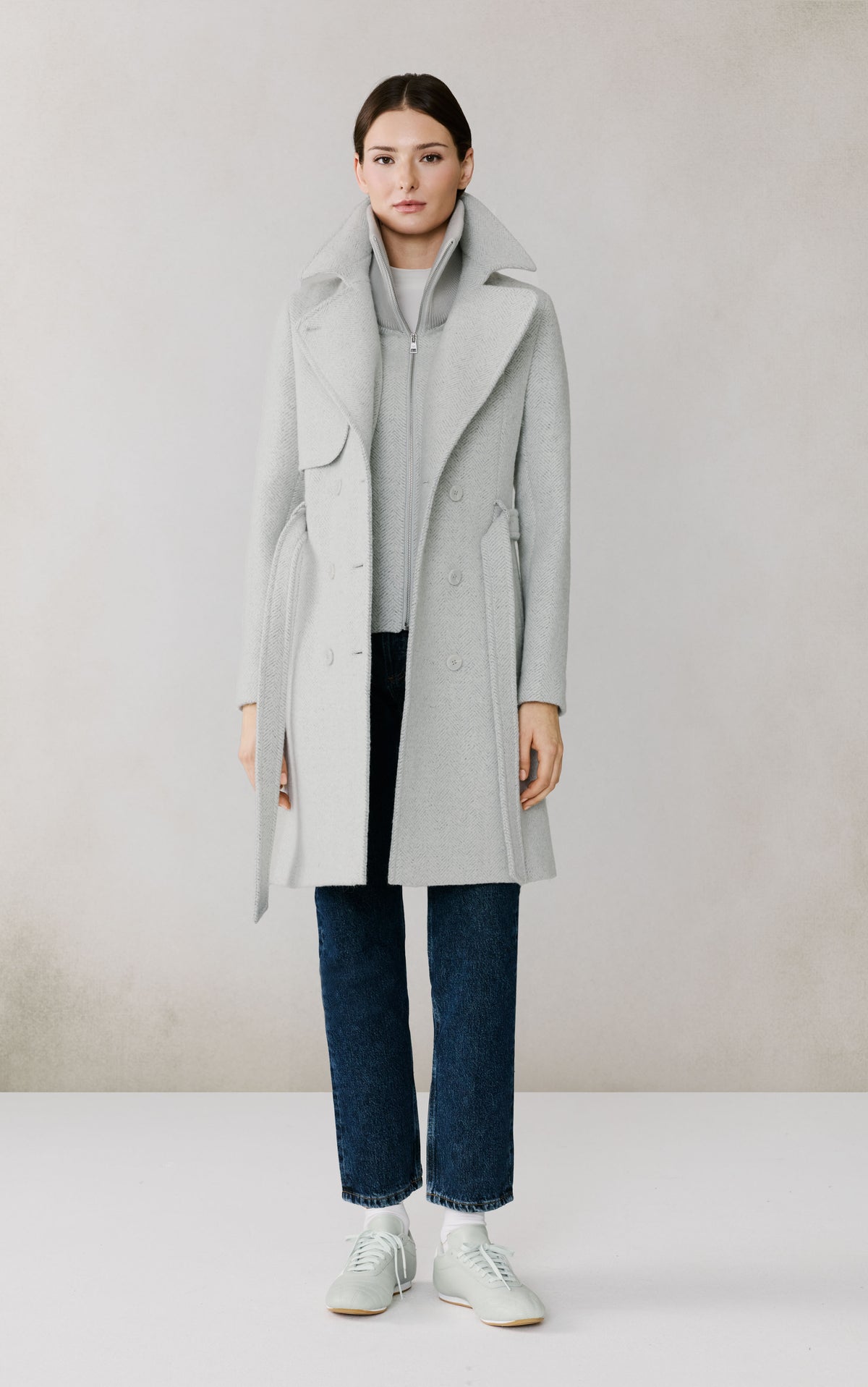 Club Monaco - SOIA & KYO Fabianne-H Wool Trench Coat With Bib in Heather Blue - Bleu Bruyère