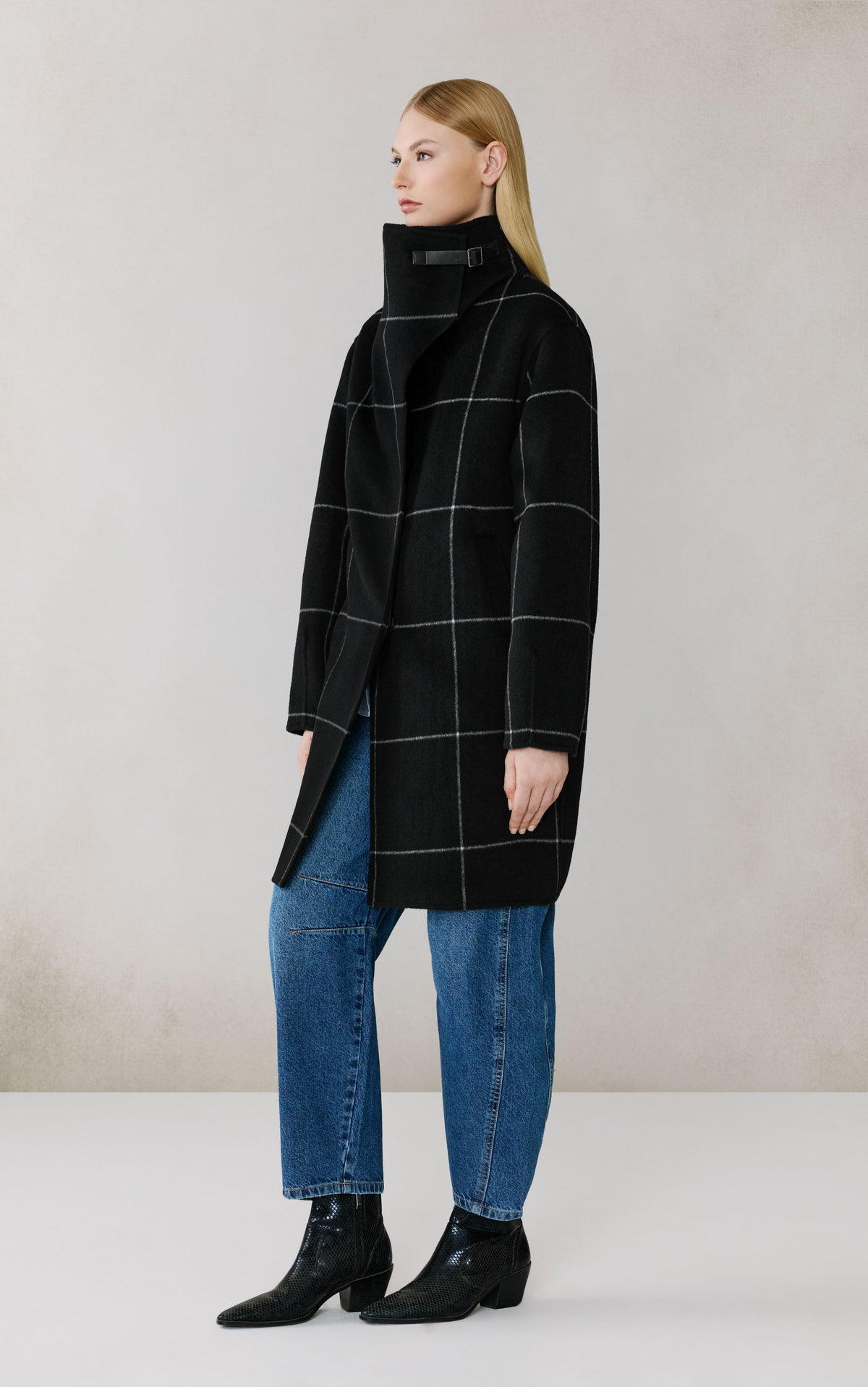 Club Monaco - Manteau cocon en laine double face Jackie-P SOIA & KYO en noir charbon - Charbon noir