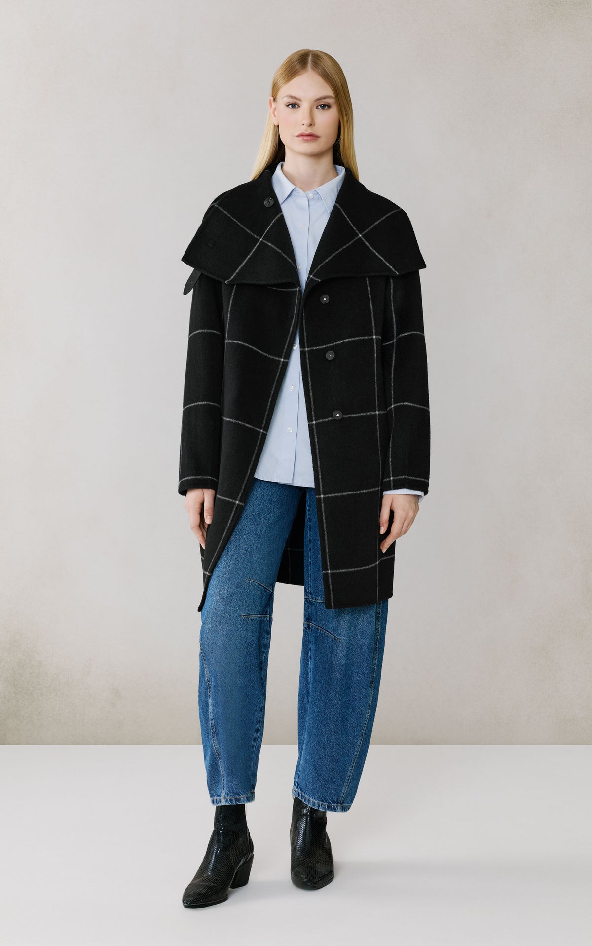 Club Monaco - Manteau cocon en laine double face Jackie-P SOIA & KYO en noir charbon - Charbon noir
