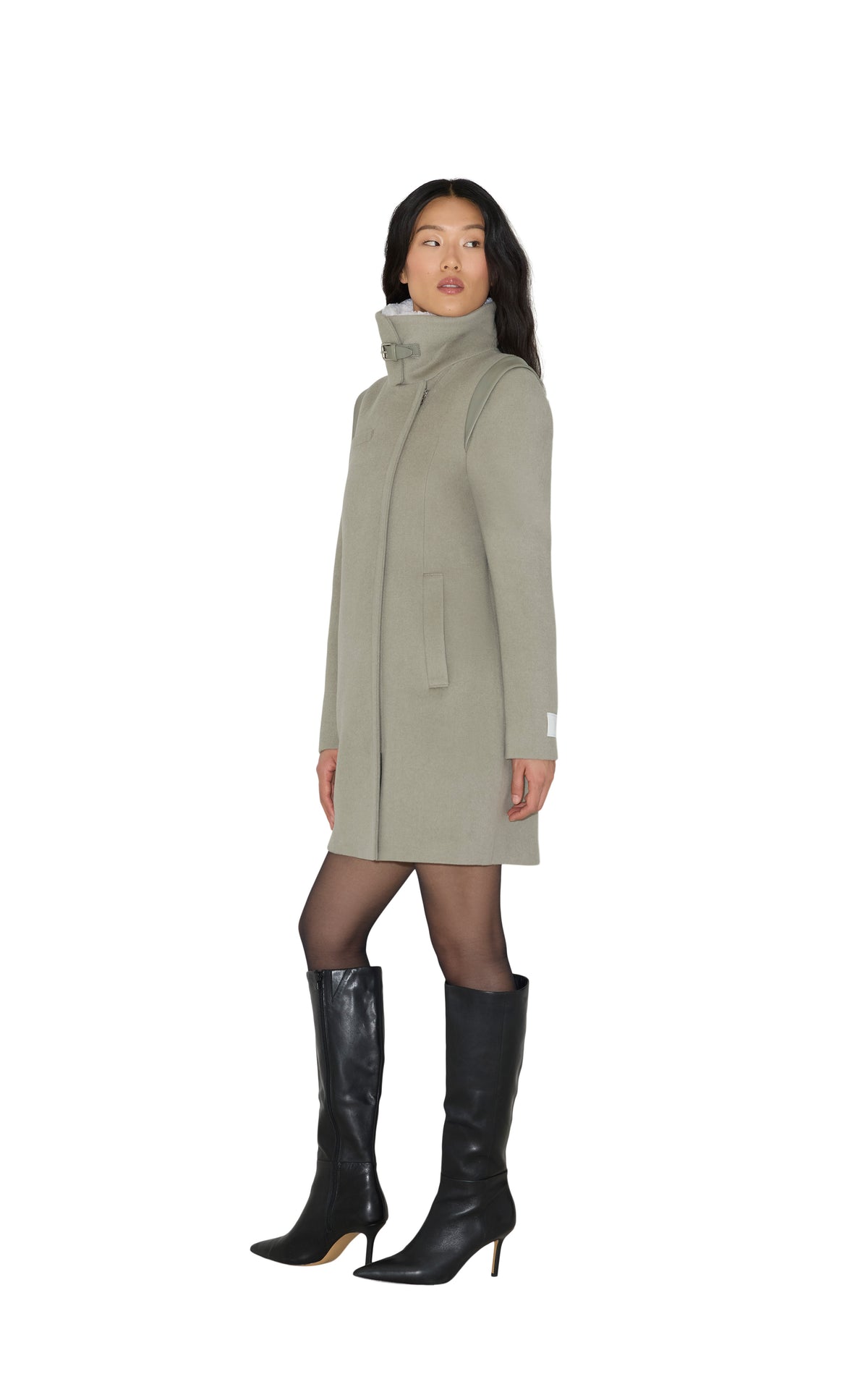 Club Monaco - SOIA & KYO Kiana-Y Wool Moto Coat in Sage - Sage