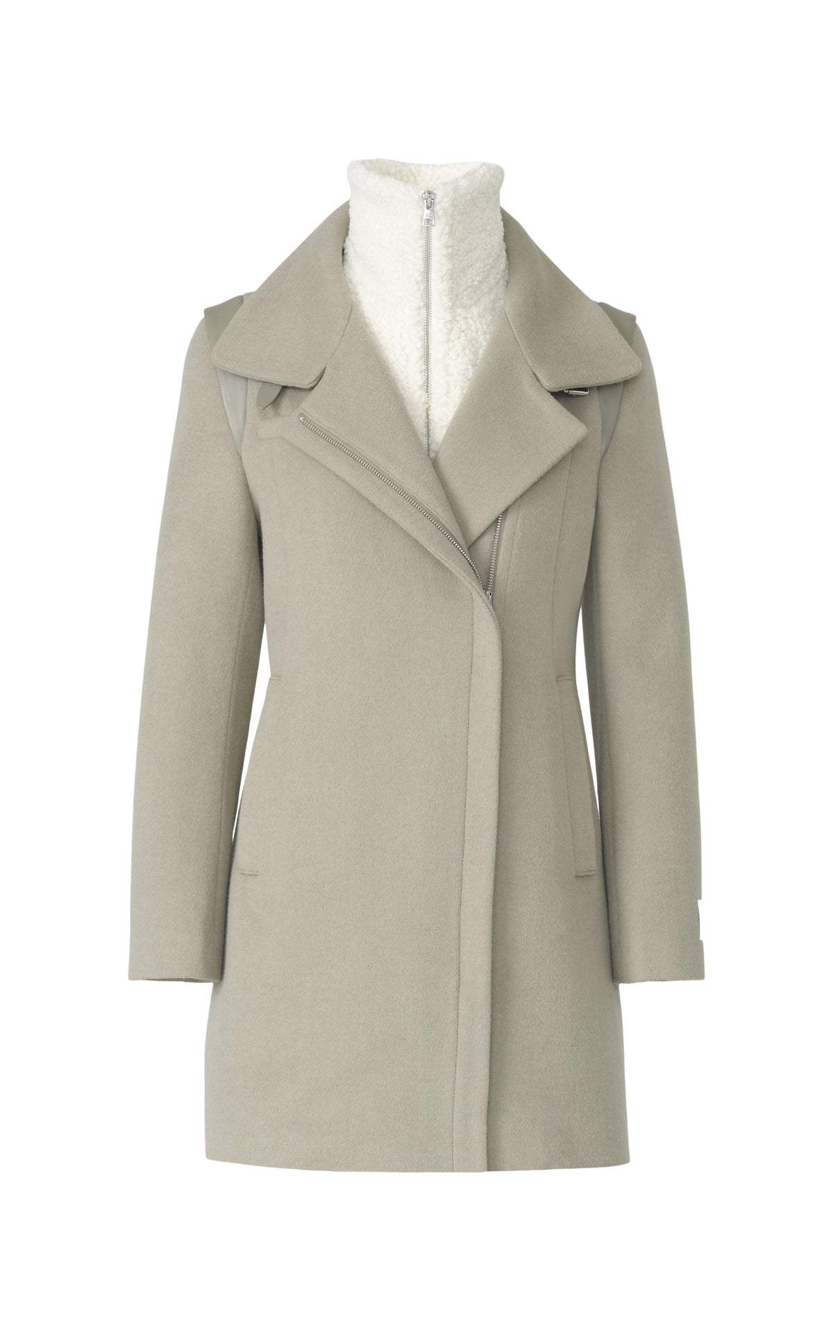 Club Monaco - SOIA & KYO Kiana-Y Wool Moto Coat in Sage - Sage