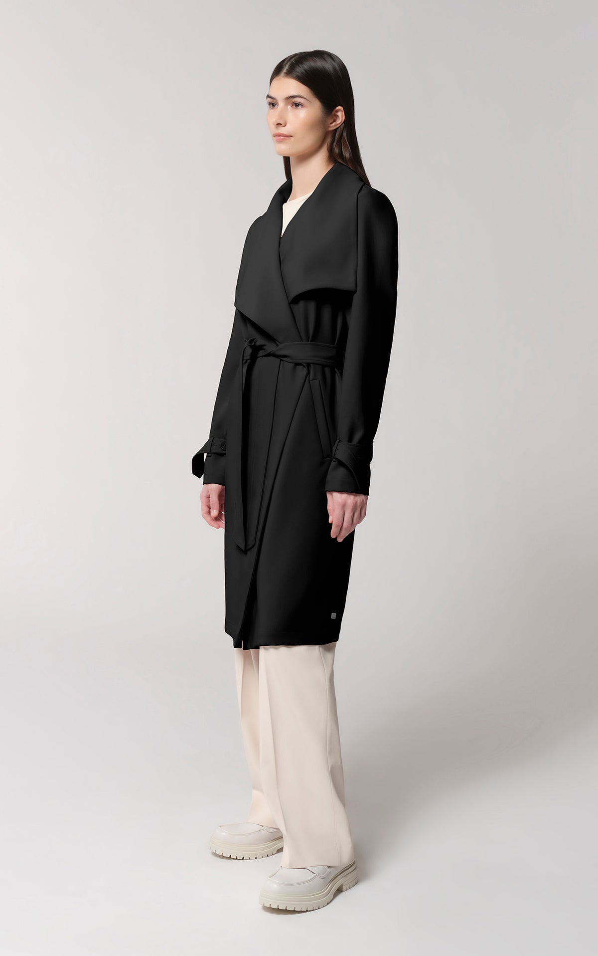 Club Monaco - SOIA & KYO Olivia Draped Wrap Coat in Black - Noir