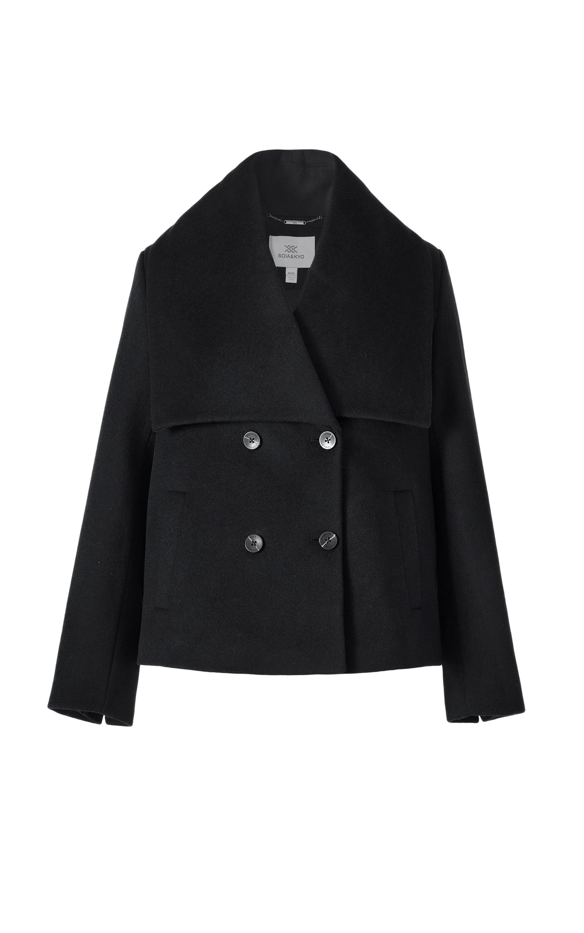 Club Monaco - SOIA & KYO Tala Double Breasted Wool Coat in Black - Noir