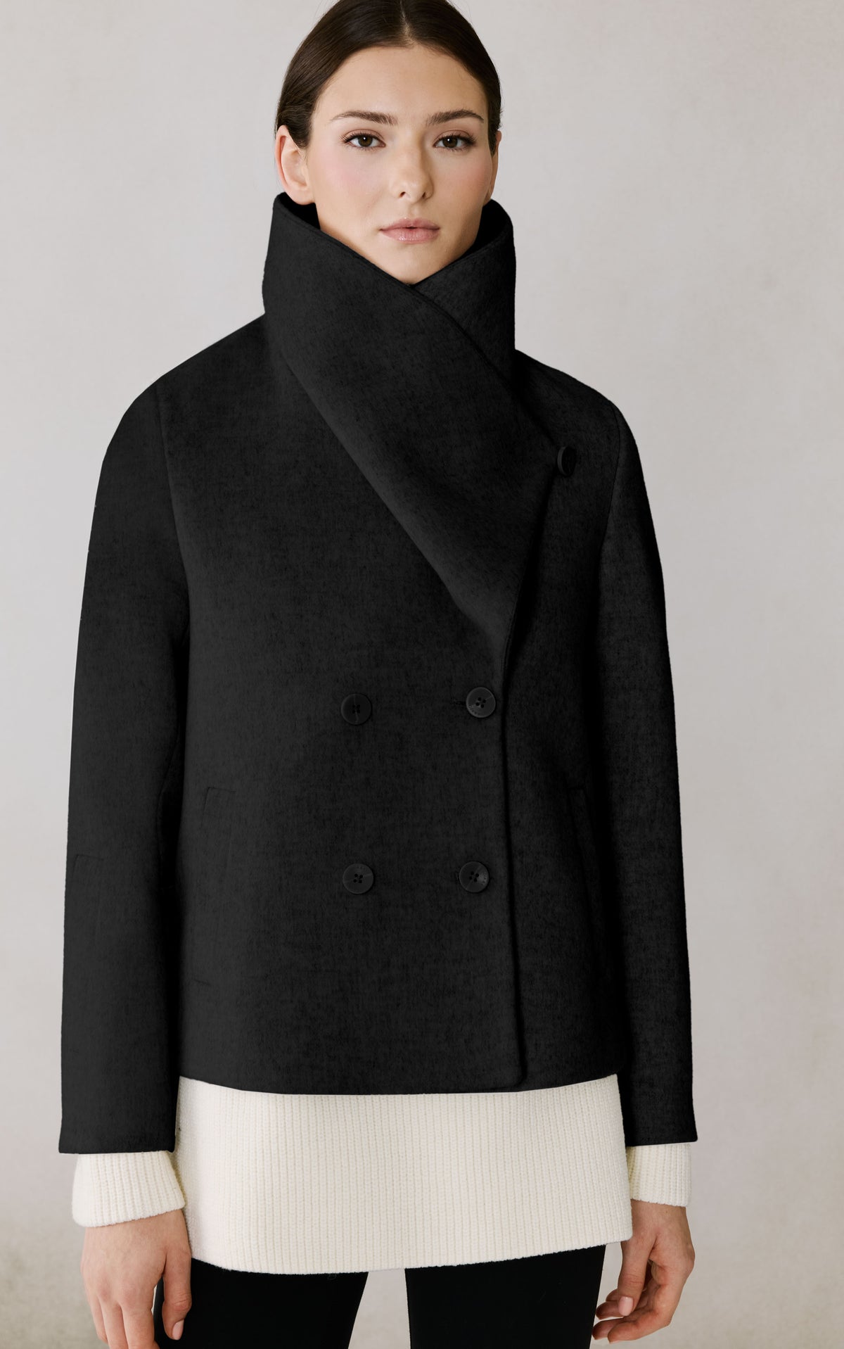 Club Monaco - SOIA & KYO Tala Double Breasted Wool Coat in Black - Noir