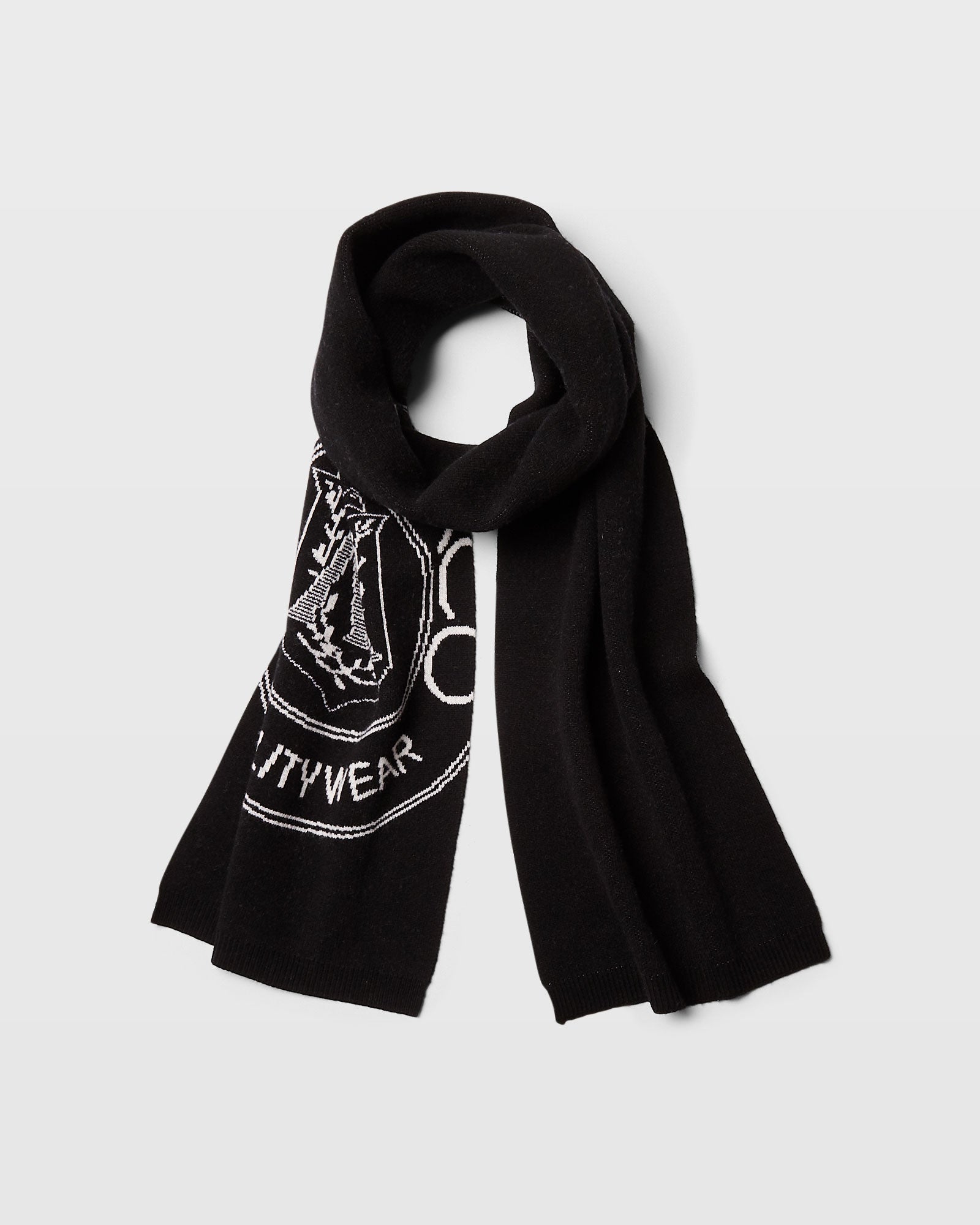 CLUB MONACO - Crest Wool Scarf - Black