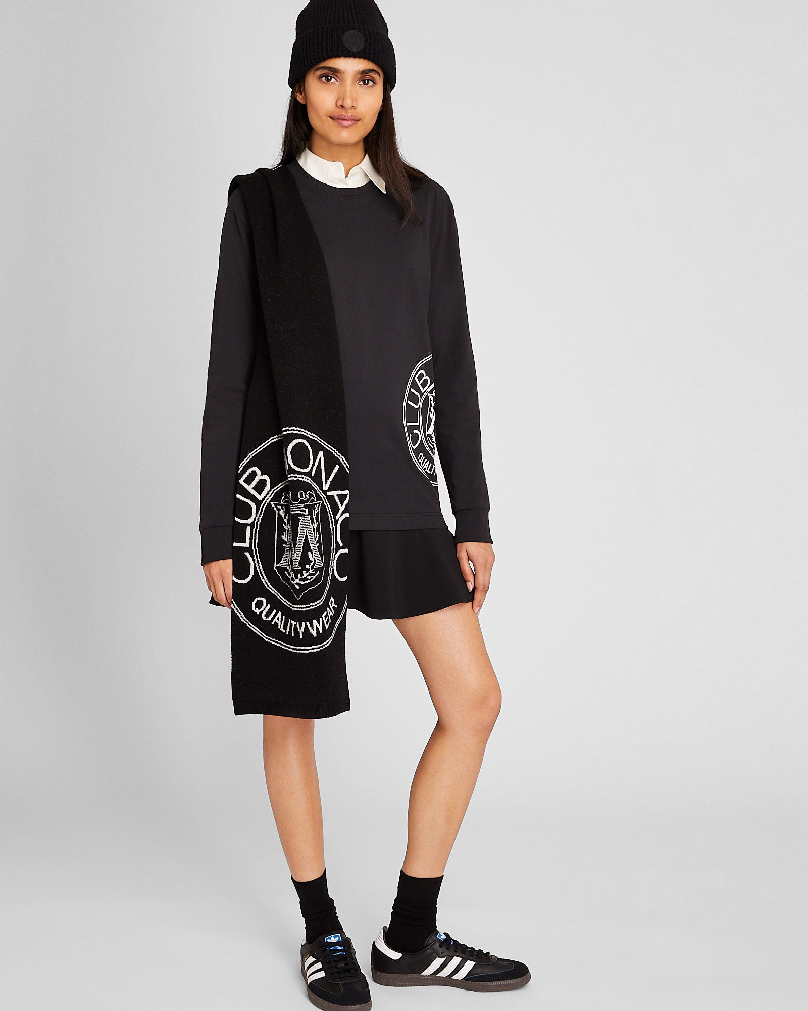 CLUB MONACO - Crest Wool Scarf - Black