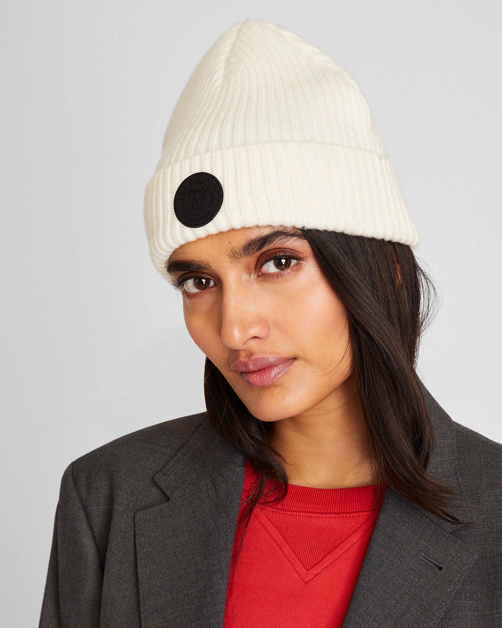CLUB MONACO - Crest Beanie - White