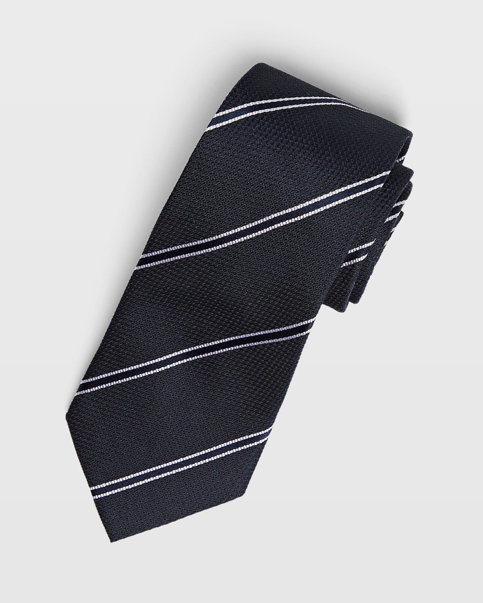 CLUB MONACO - CM Stripe Silk Tie - Navy Stripe