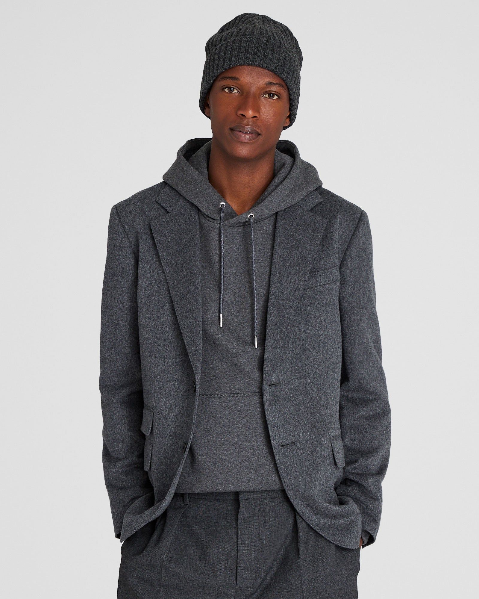 CLUB MONACO - Bonnet côtelé - Anthracite
