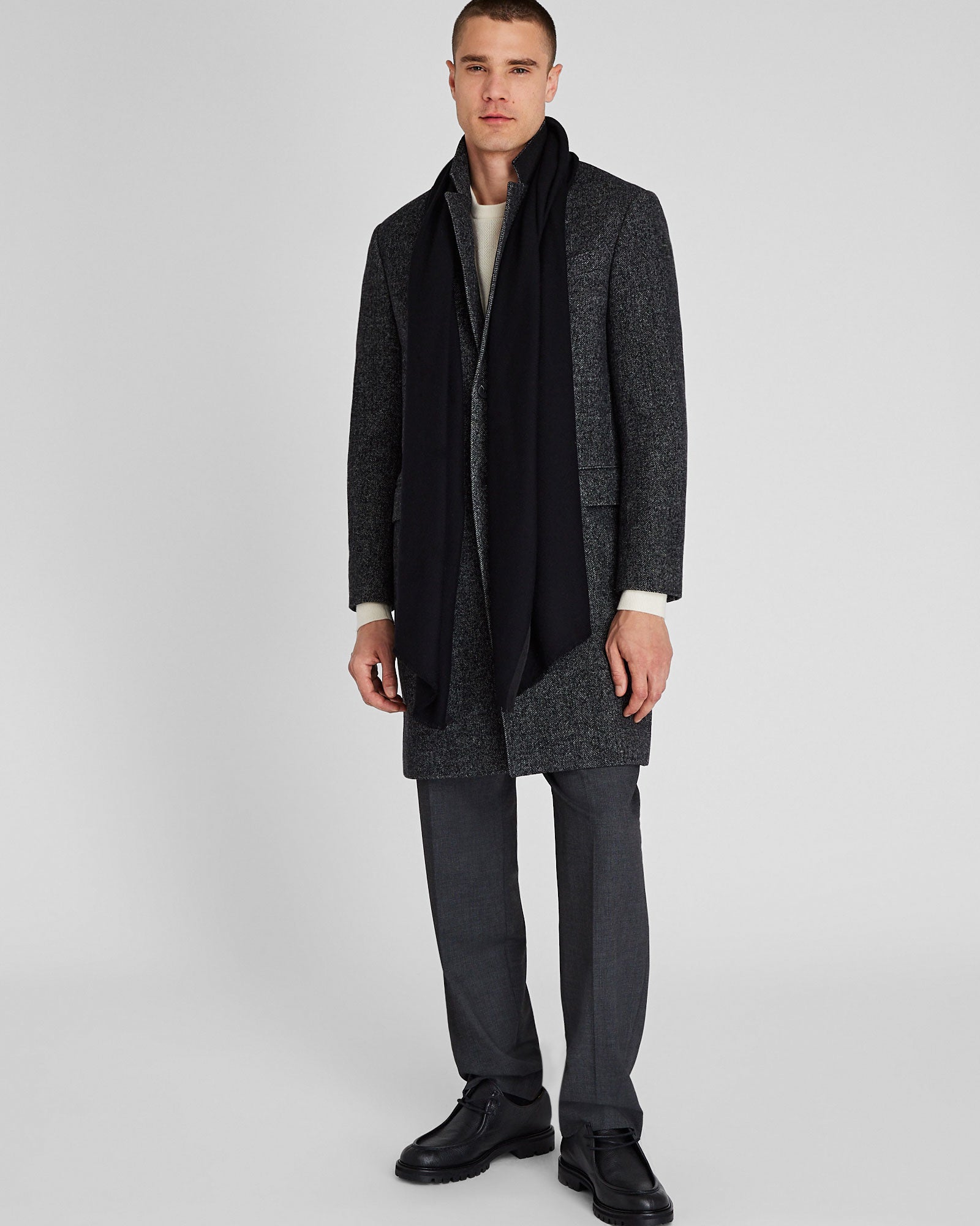 CLUB MONACO - Woven Cashmere Blend Scarf - Black