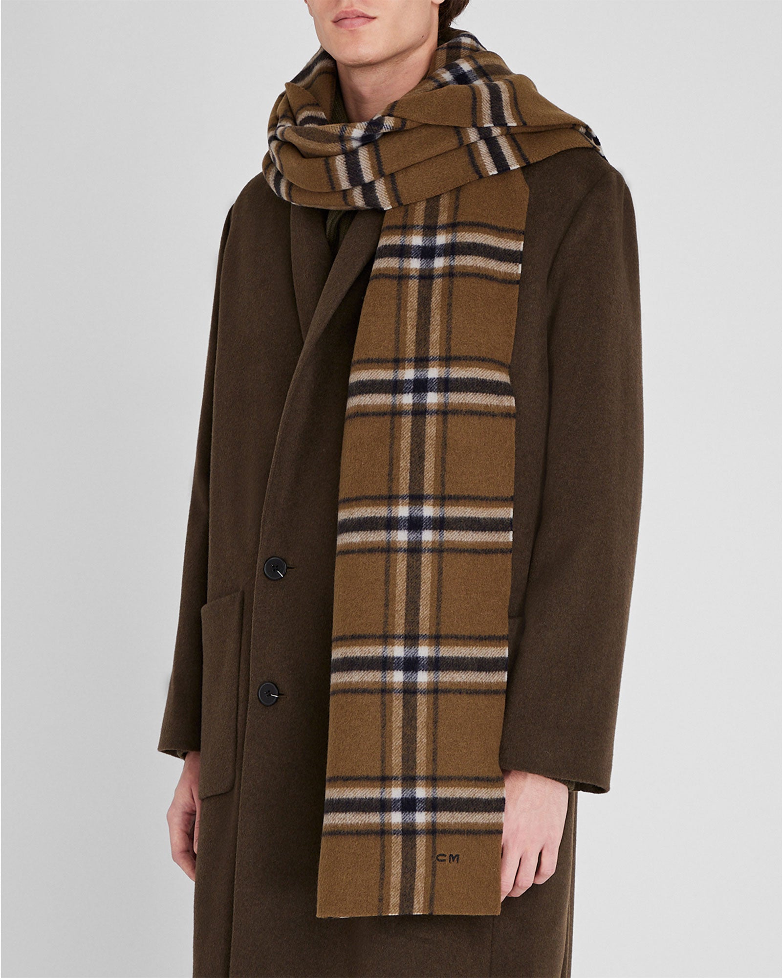 CLUB MONACO - Double-Faced Plaid Scarf - Tan Mix