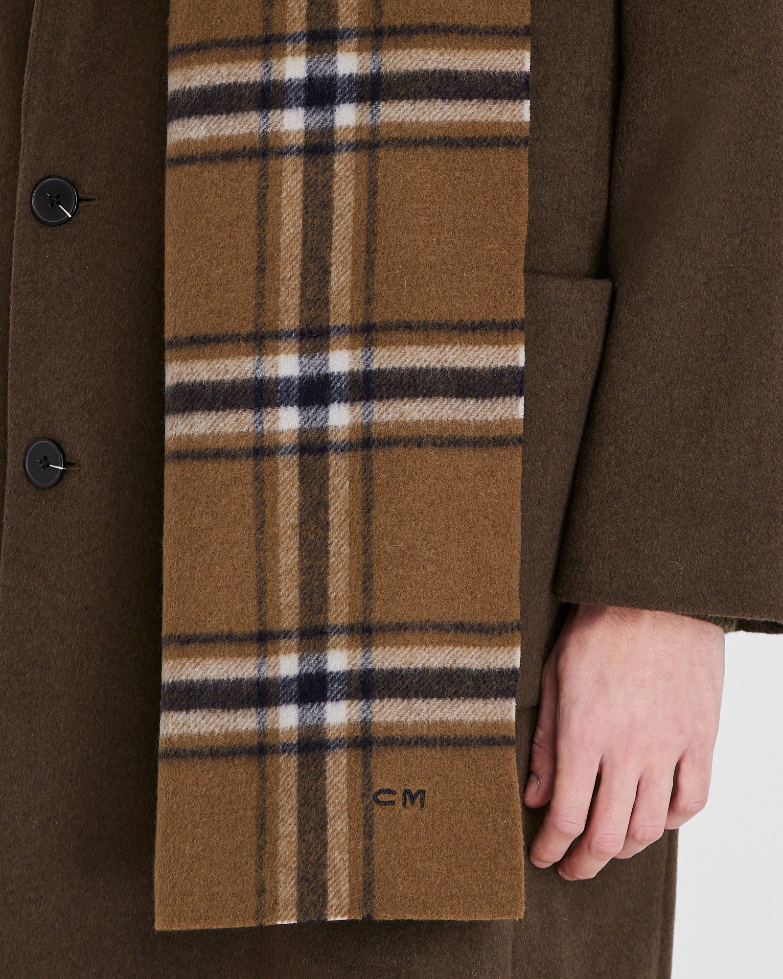 CLUB MONACO - Double-Faced Plaid Scarf - Tan Mix