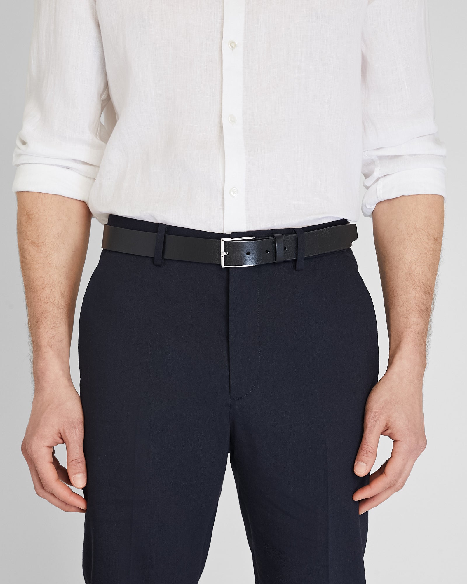 CLUB MONACO - Refined Leather Belt - Black