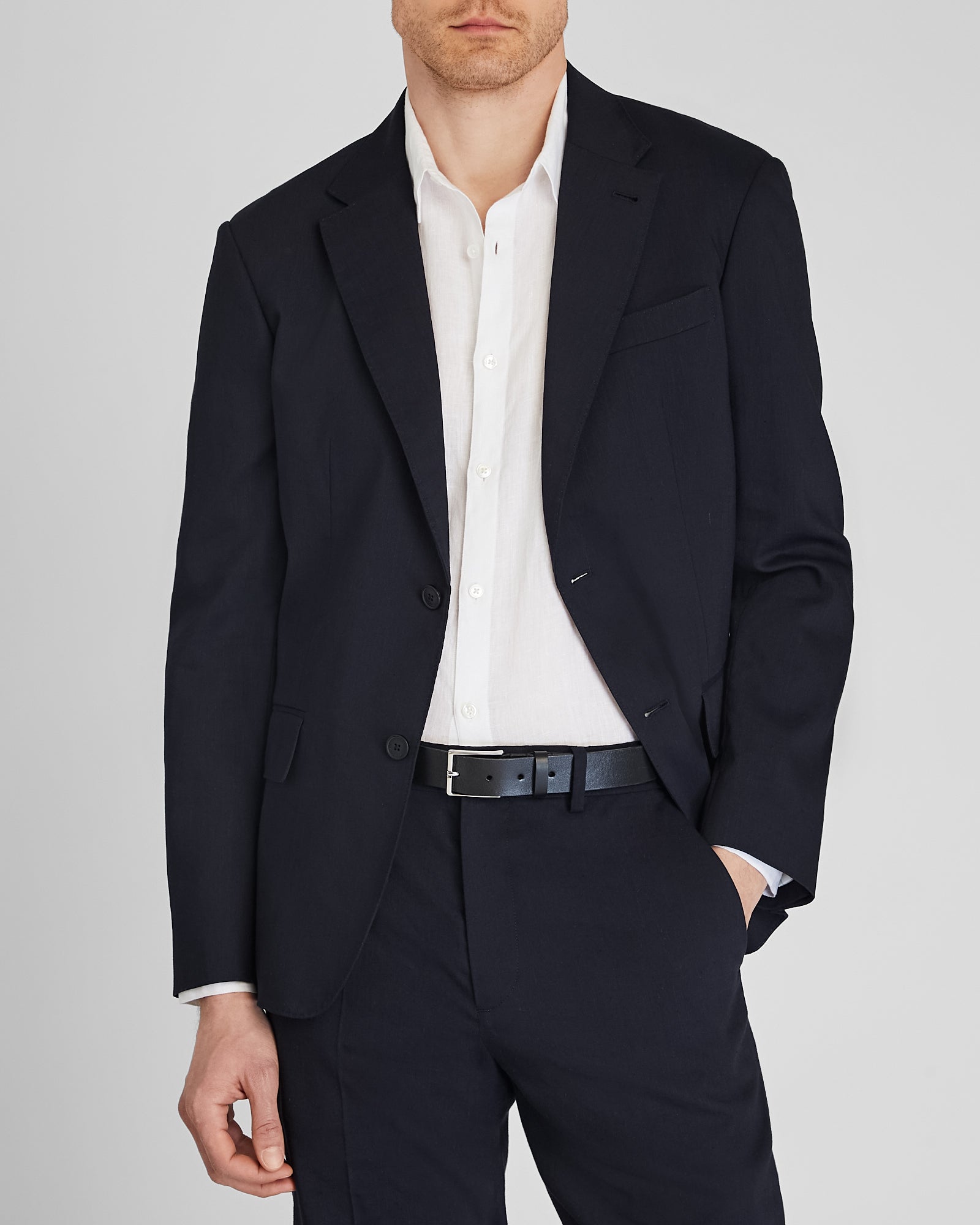 CLUB MONACO - Refined Leather Belt - Black
