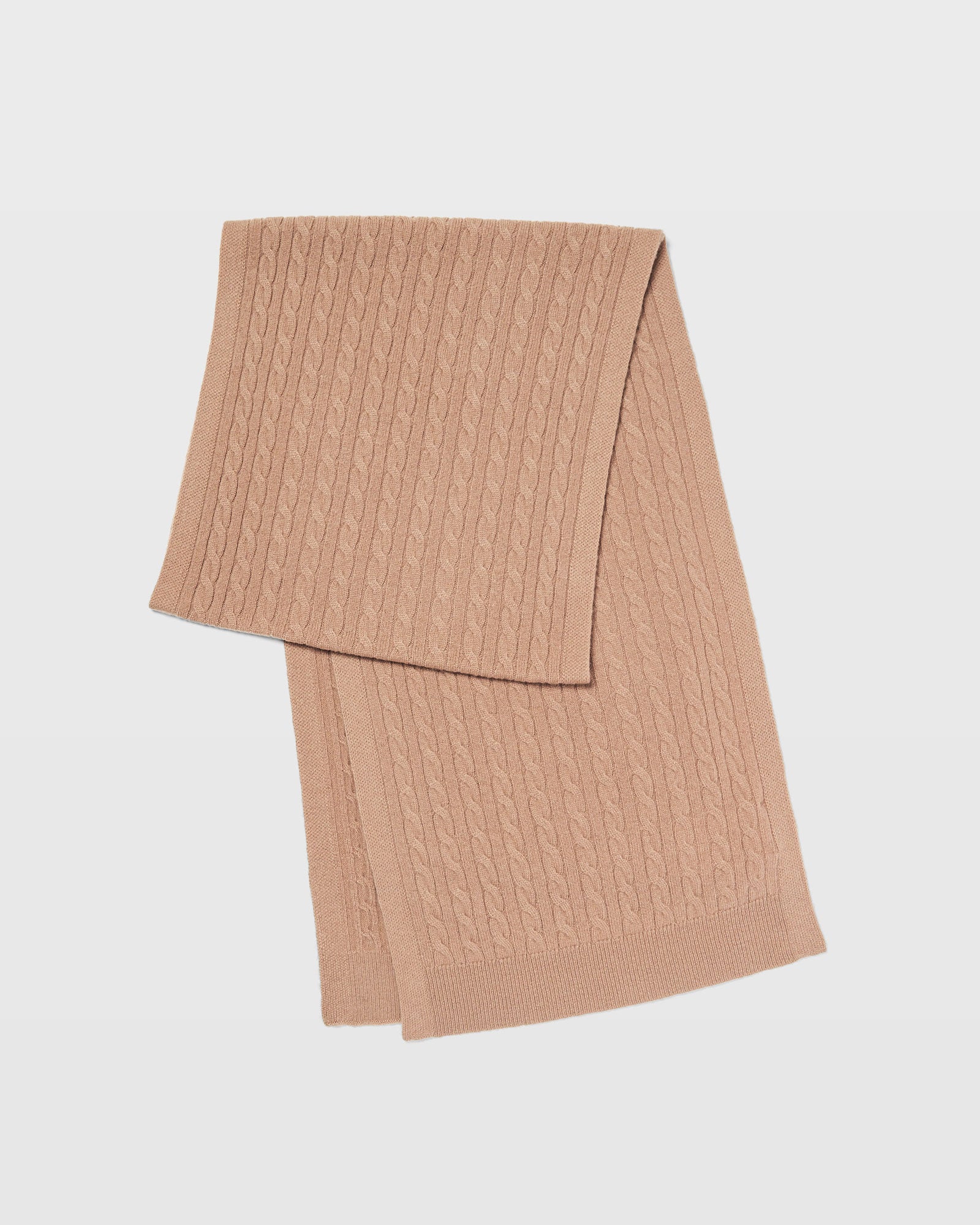 CLUB MONACO - Mini-Cable Cashmere Scarf - Camel