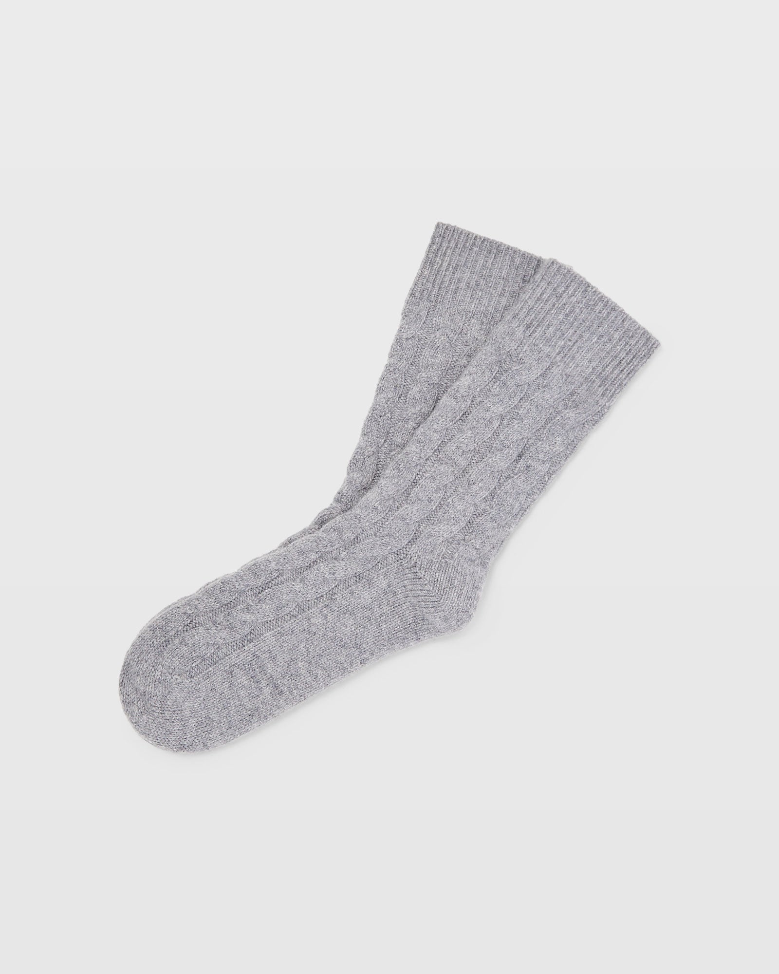 CLUB MONACO - Chaussettes en cachemire à mailles torsadées - Gris Chiné Moyen