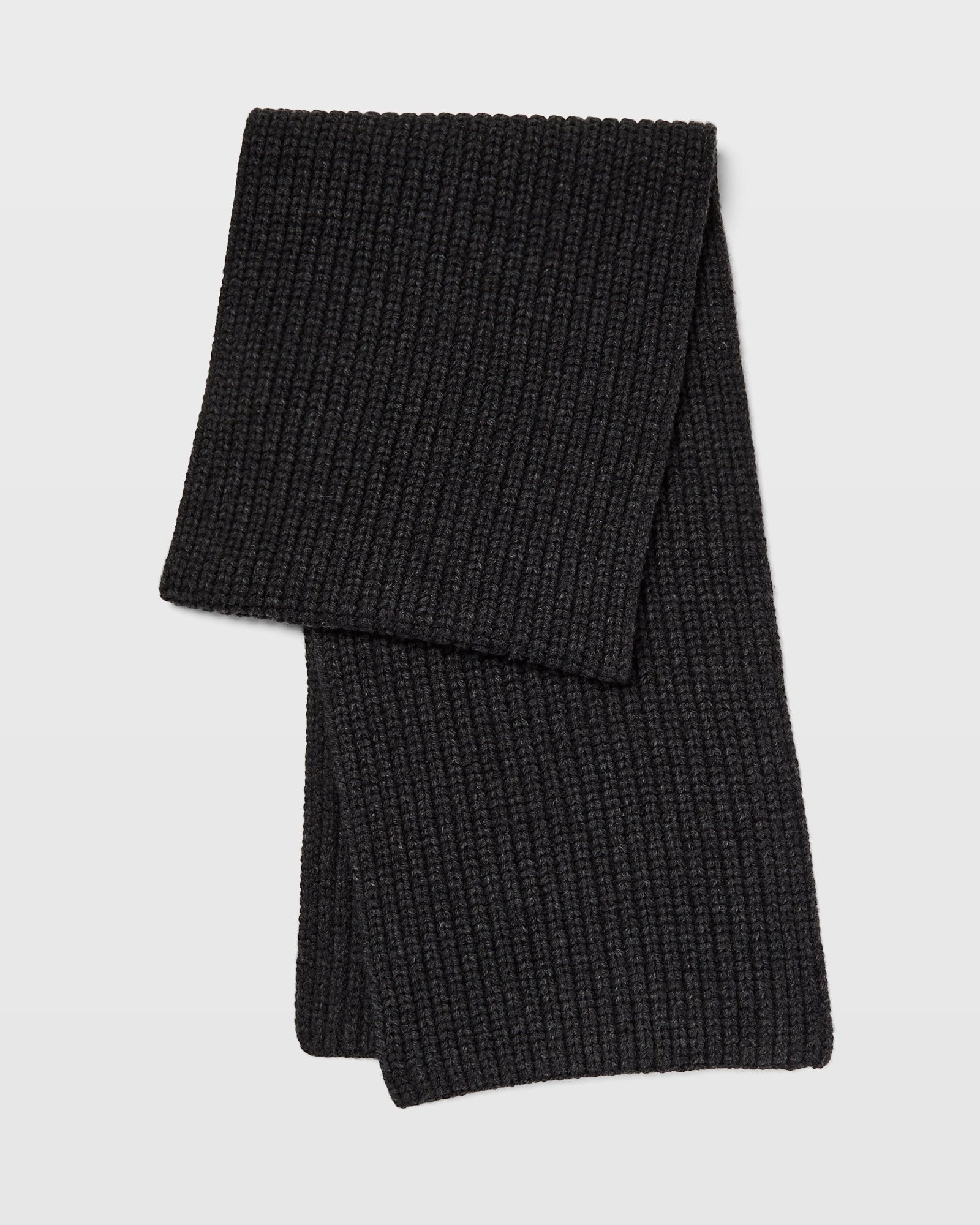 CLUB MONACO - Wool Blend Ribbed-Knit Scarf - Dark Heather