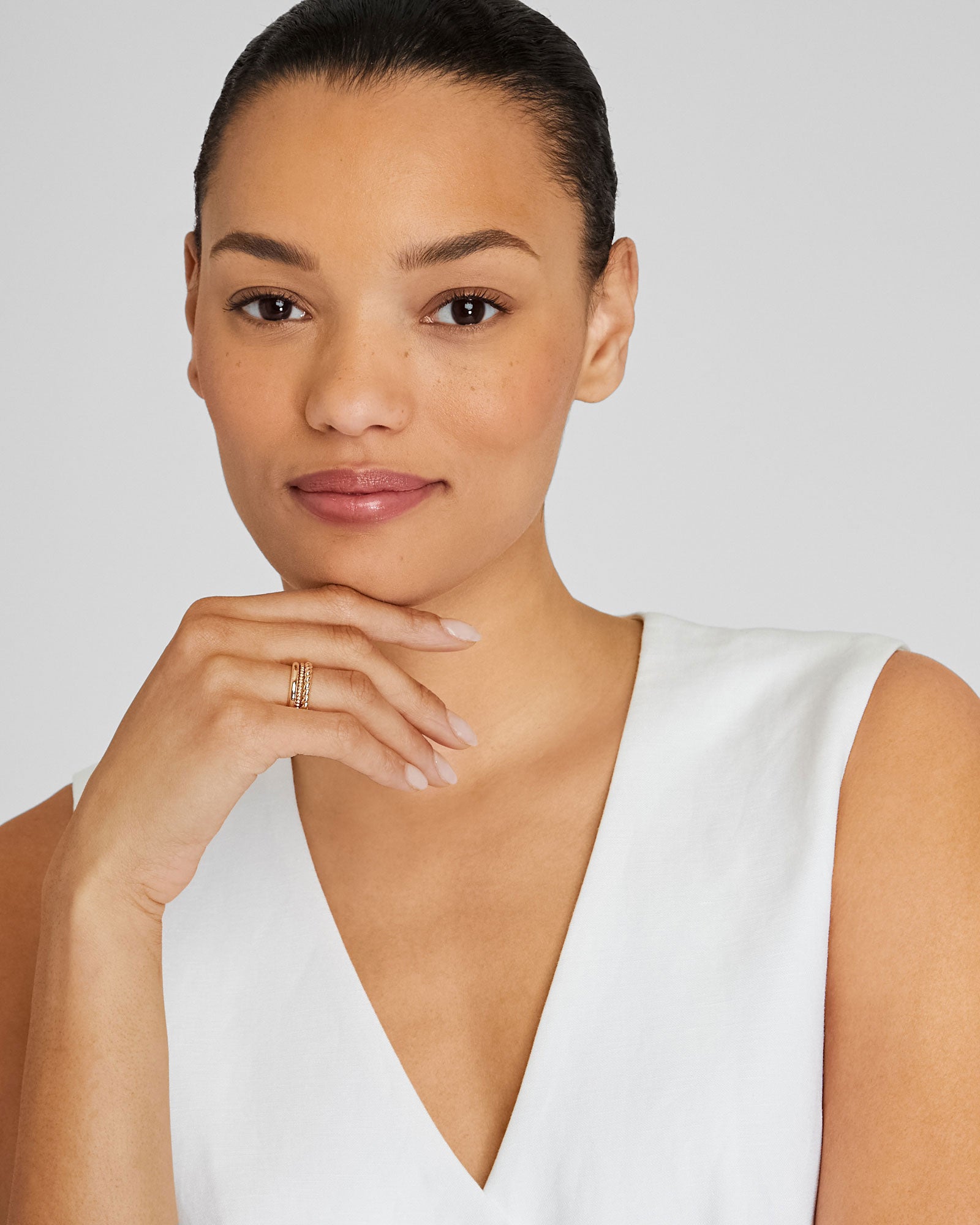 CLUB MONACO - Ensemble de bagues empilables - Or