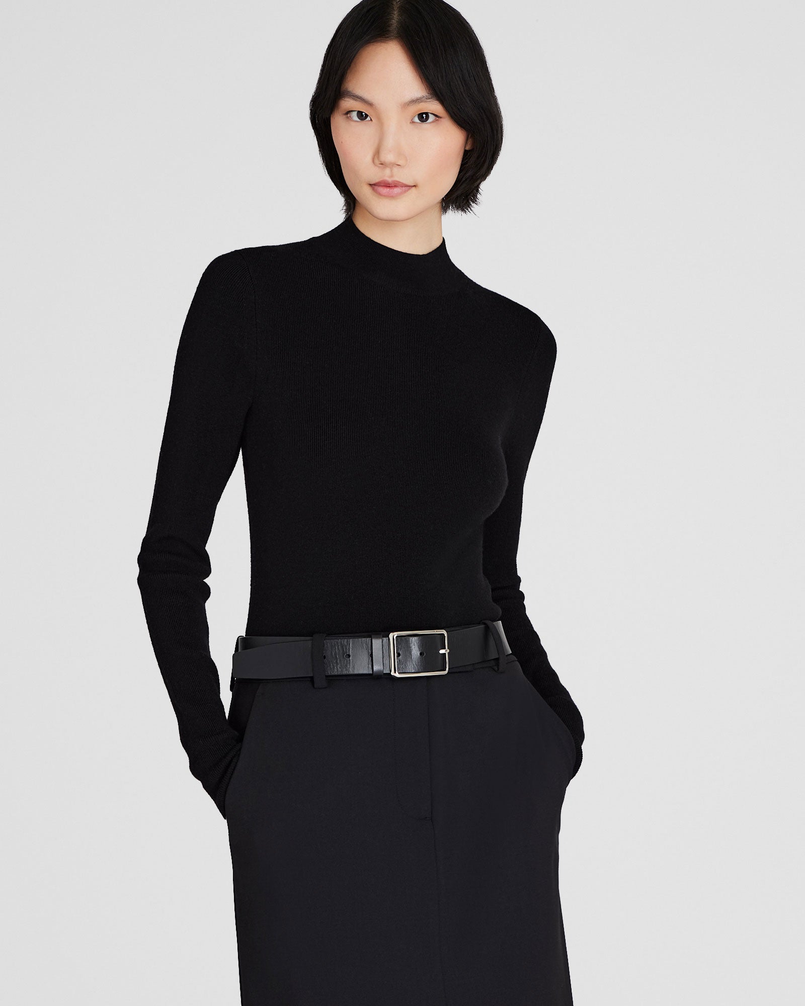 CLUB MONACO - Square-Buckle Belt - Black
