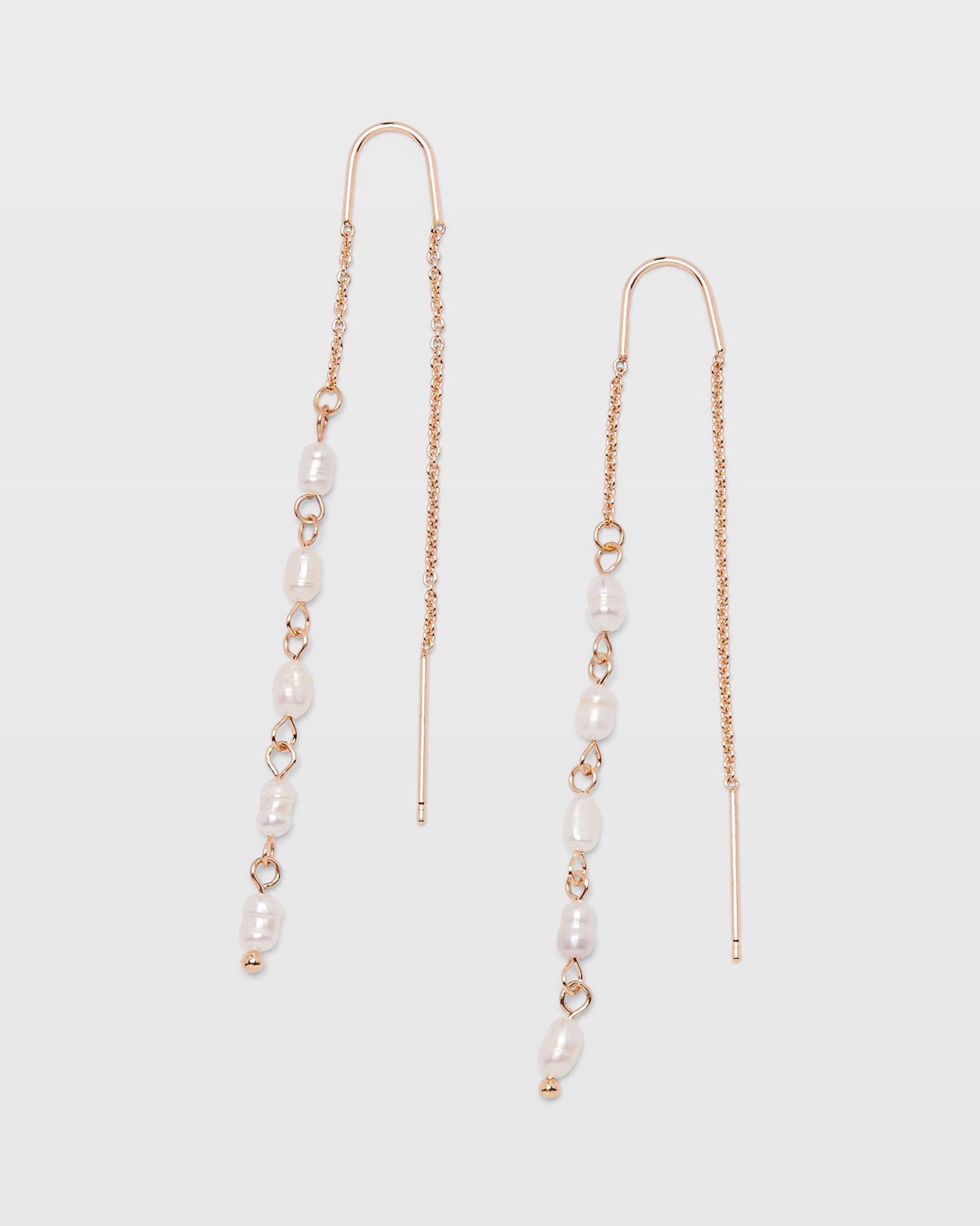 CLUB MONACO - Mini Pearl Threader Earrings - Gold