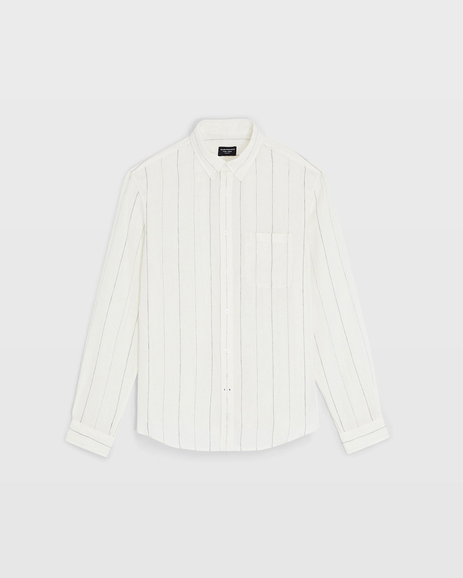 CLUB MONACO - Long Sleeve Wide Stripe Linen Shirt - Cream