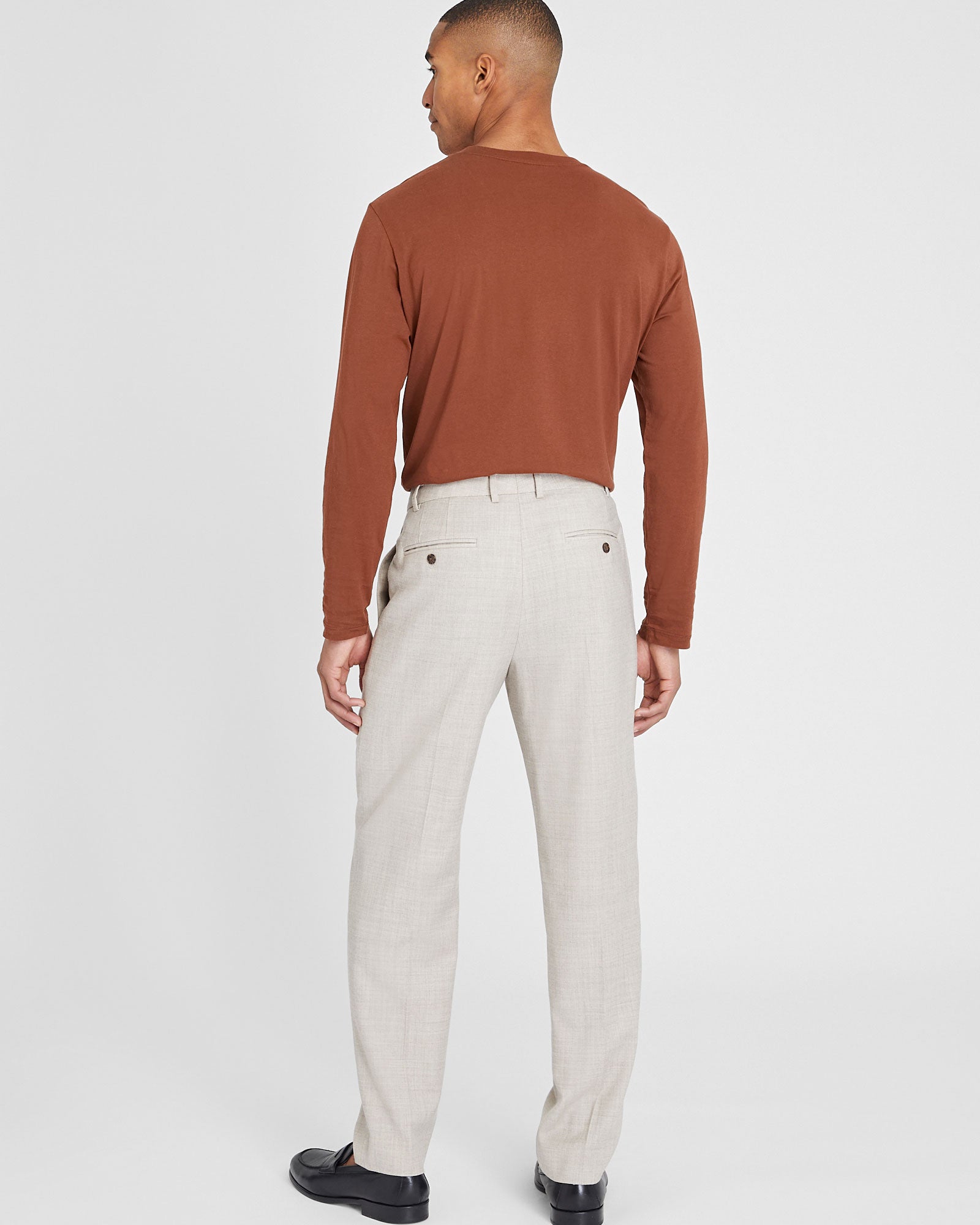 CLUB MONACO - Pleated Wool Trouser - Oatmeal Mix