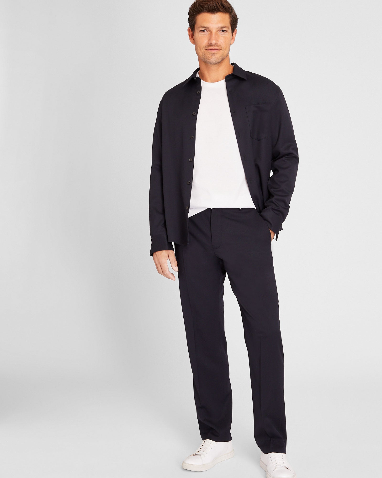 CLUB MONACO - Straight Wool Trouser - Dark Navy