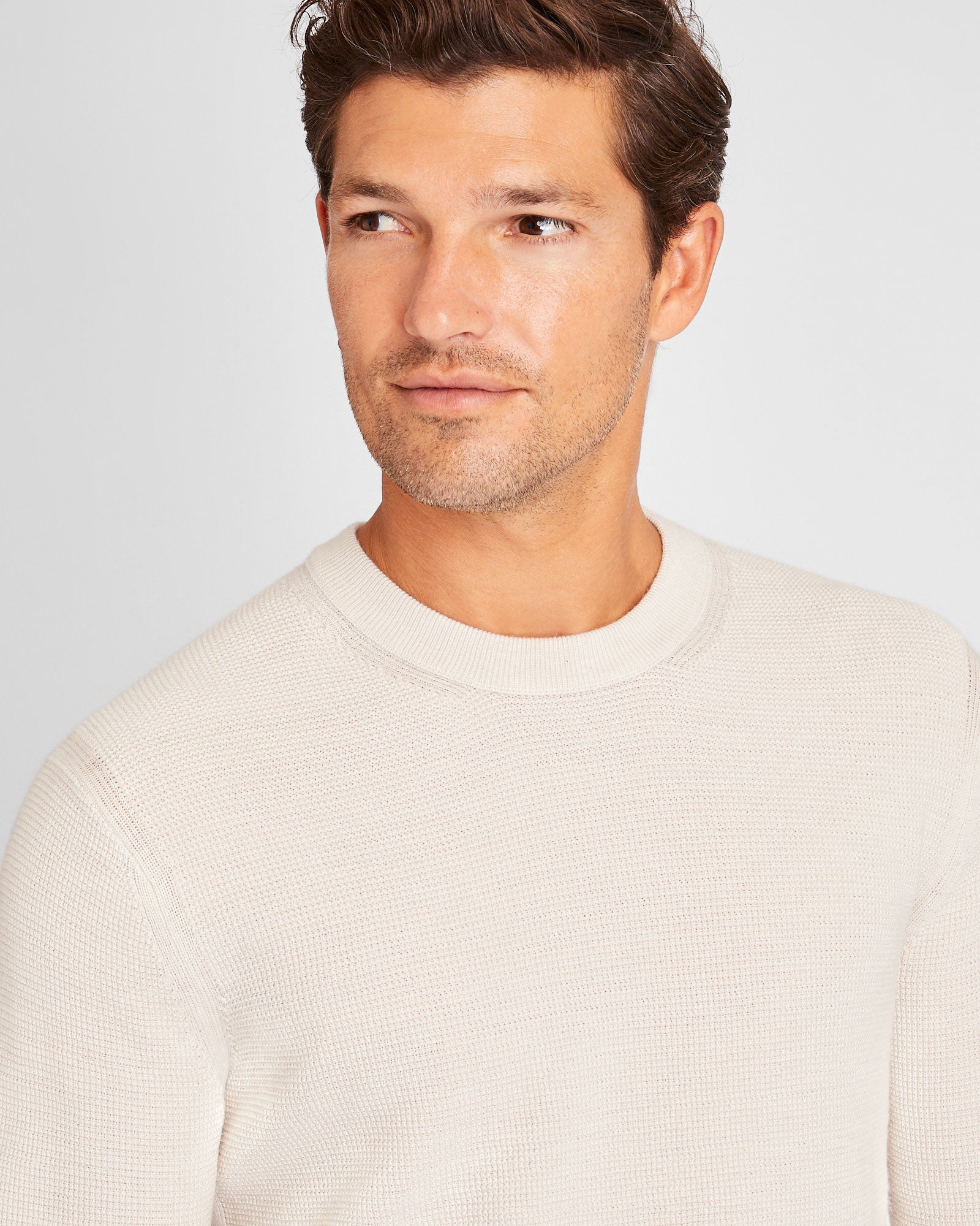 CLUB MONACO - Refined Textured Wool Sweater - Stone