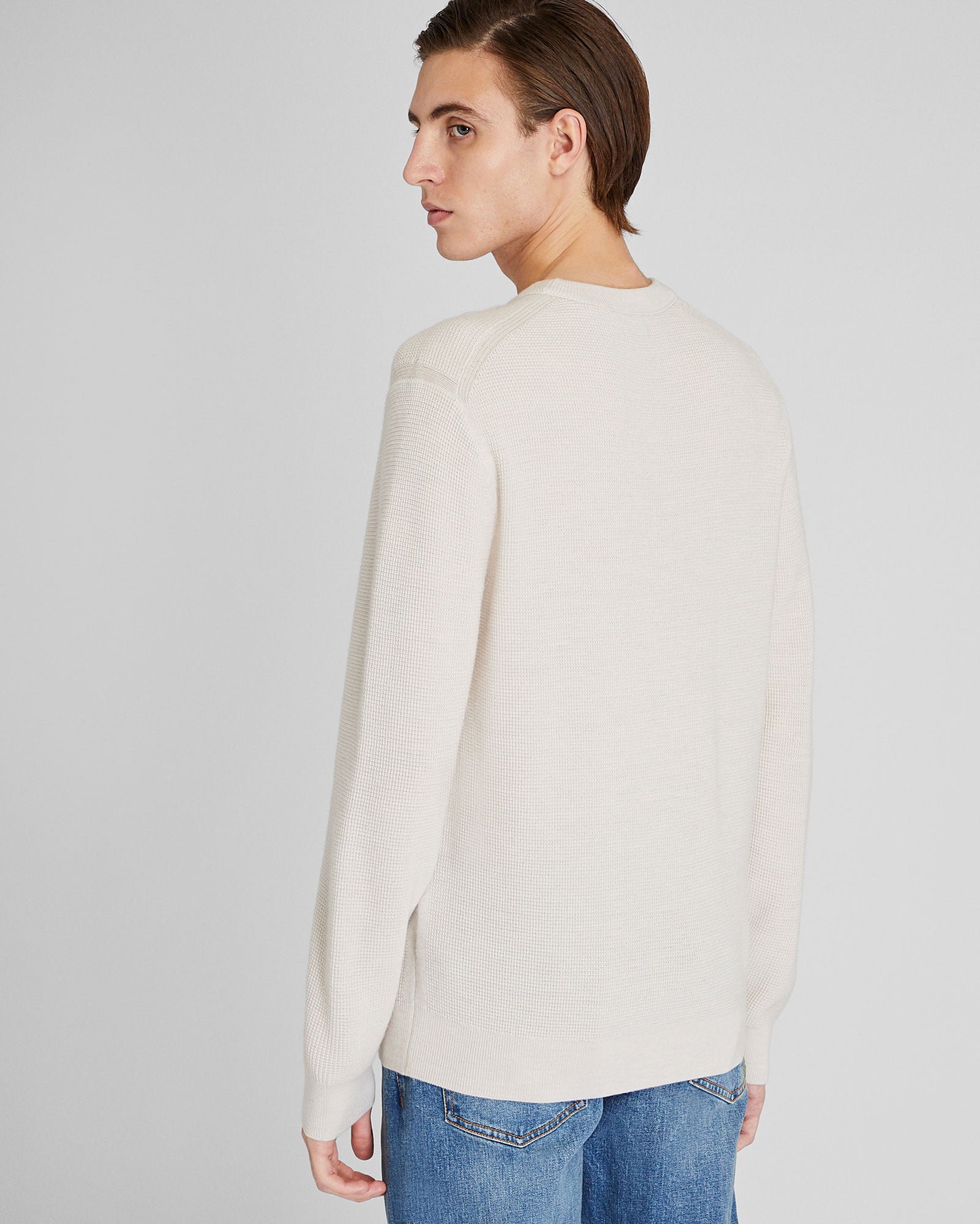 CLUB MONACO - Refined Textured Wool Sweater - Stone