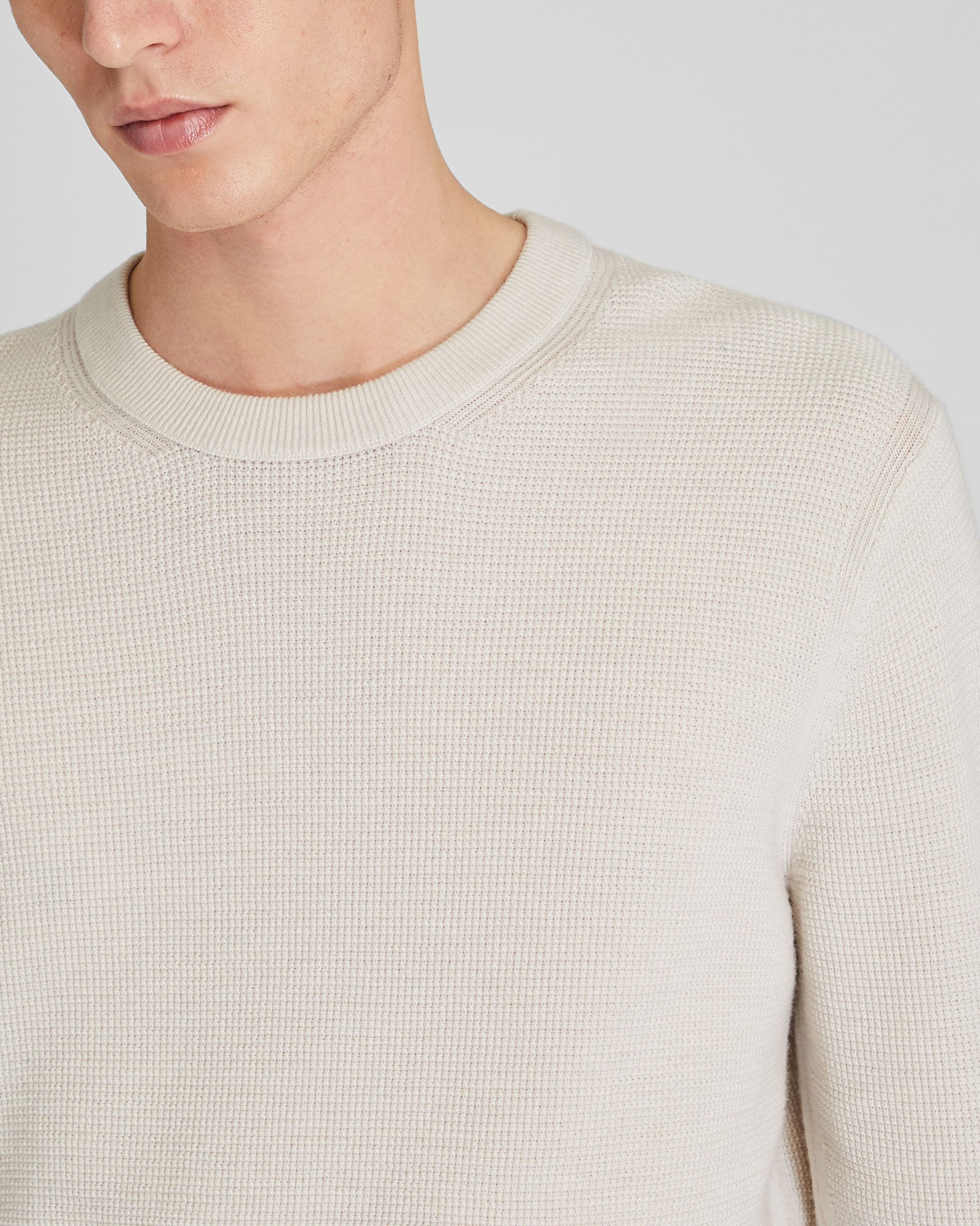 CLUB MONACO - Refined Textured Wool Sweater - Stone