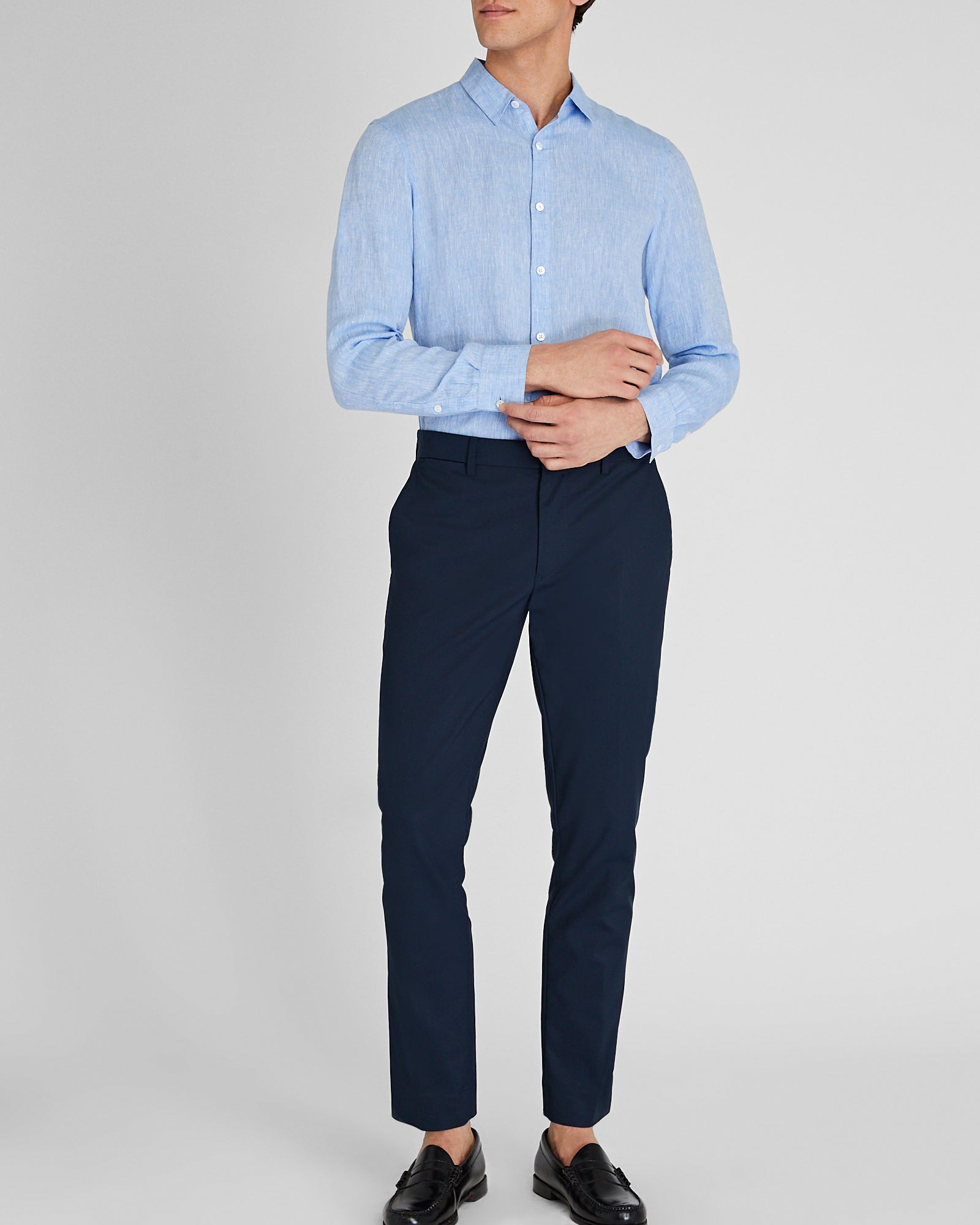 CLUB MONACO - Chemise en lin Carlo Basetti - Base bleu clair