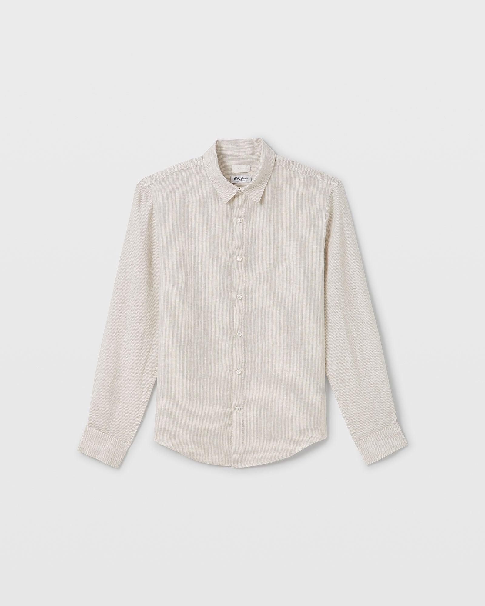 CLUB MONACO - Chemise à rayures lin Carlo Basetti - Rayures Havane