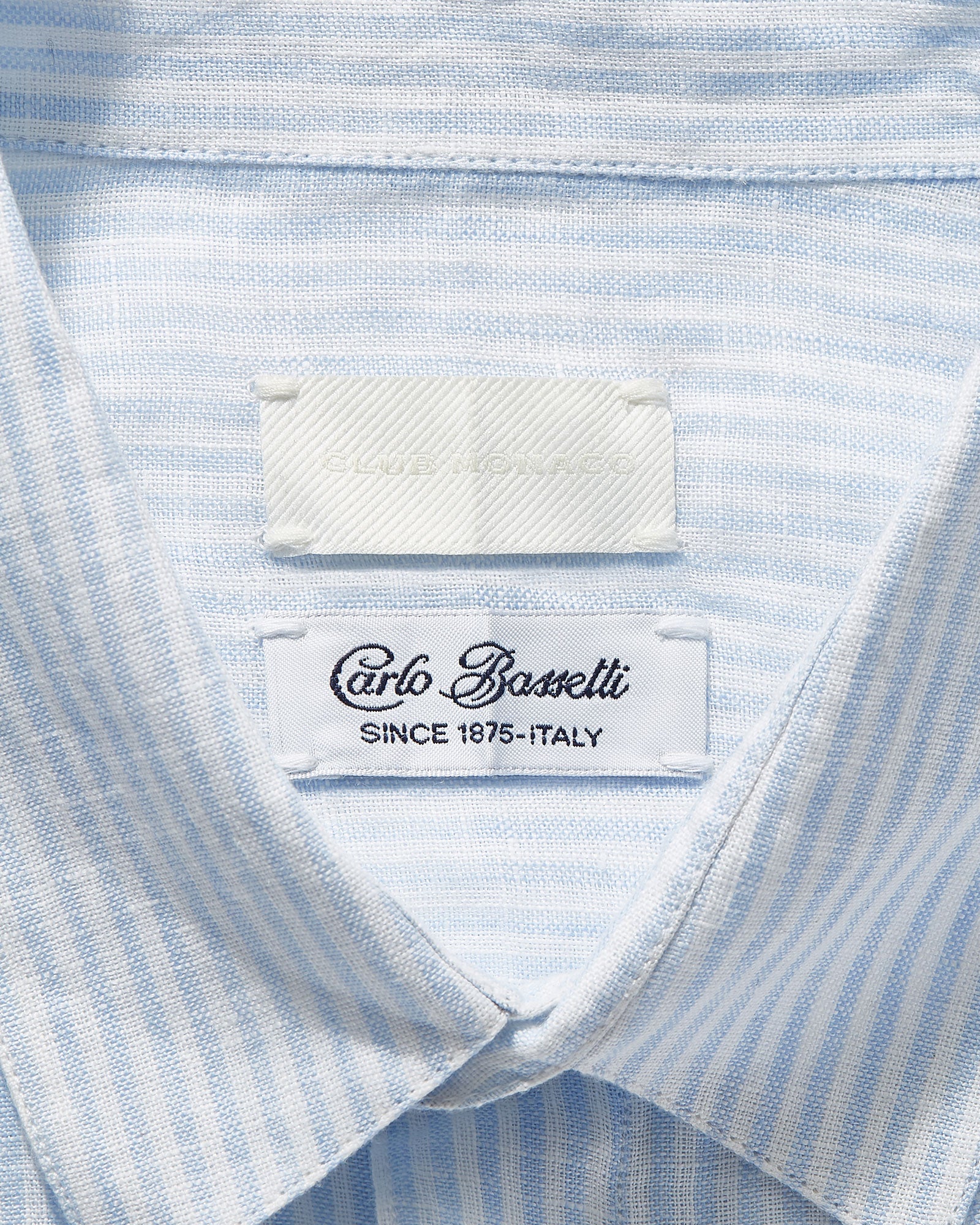 CLUB MONACO - Carlo Bassetti Italian Linen Stripe Shirt - Blue Stripe