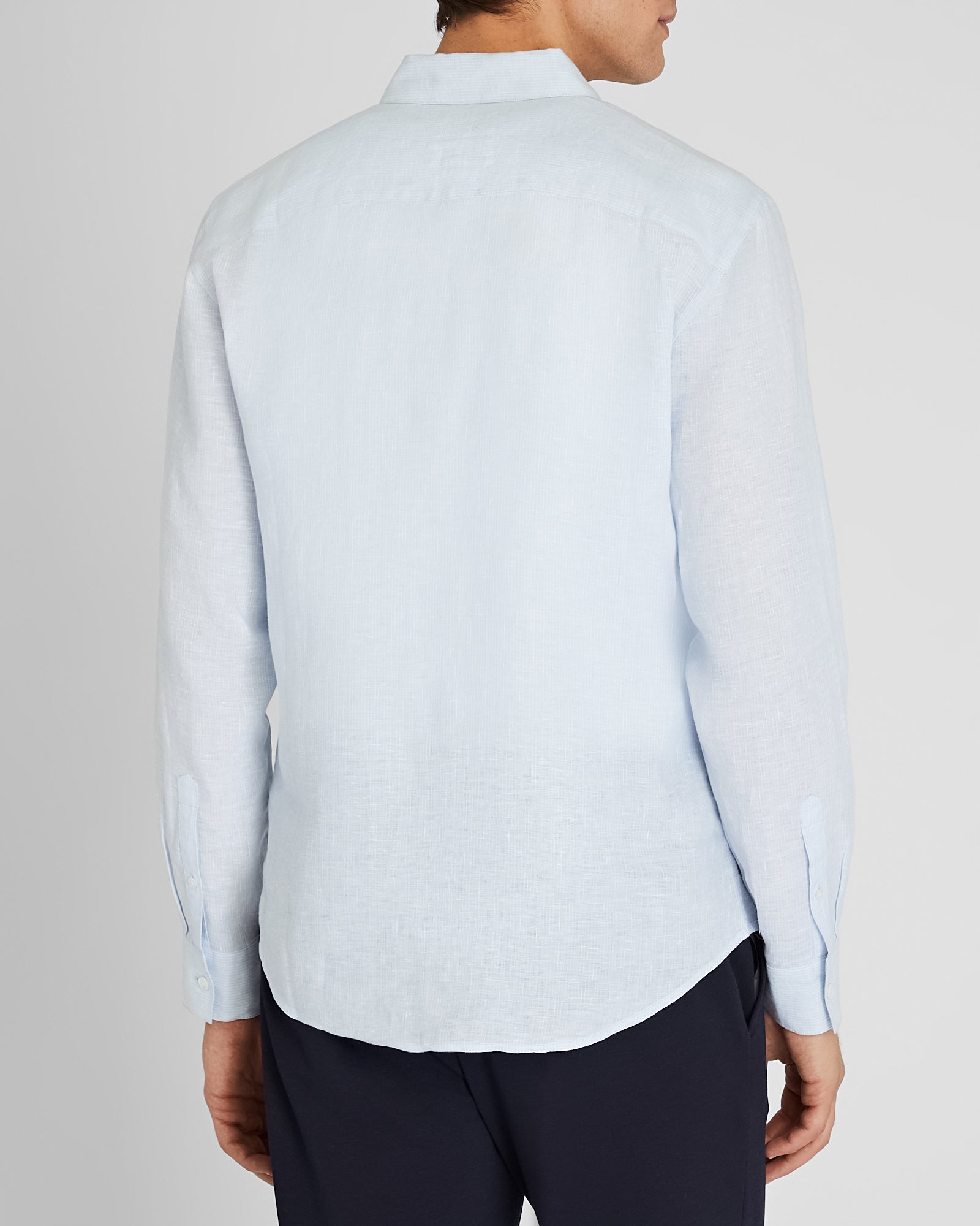 CLUB MONACO - Carlo Bassetti Italian Linen Stripe Shirt - Blue White Stripe