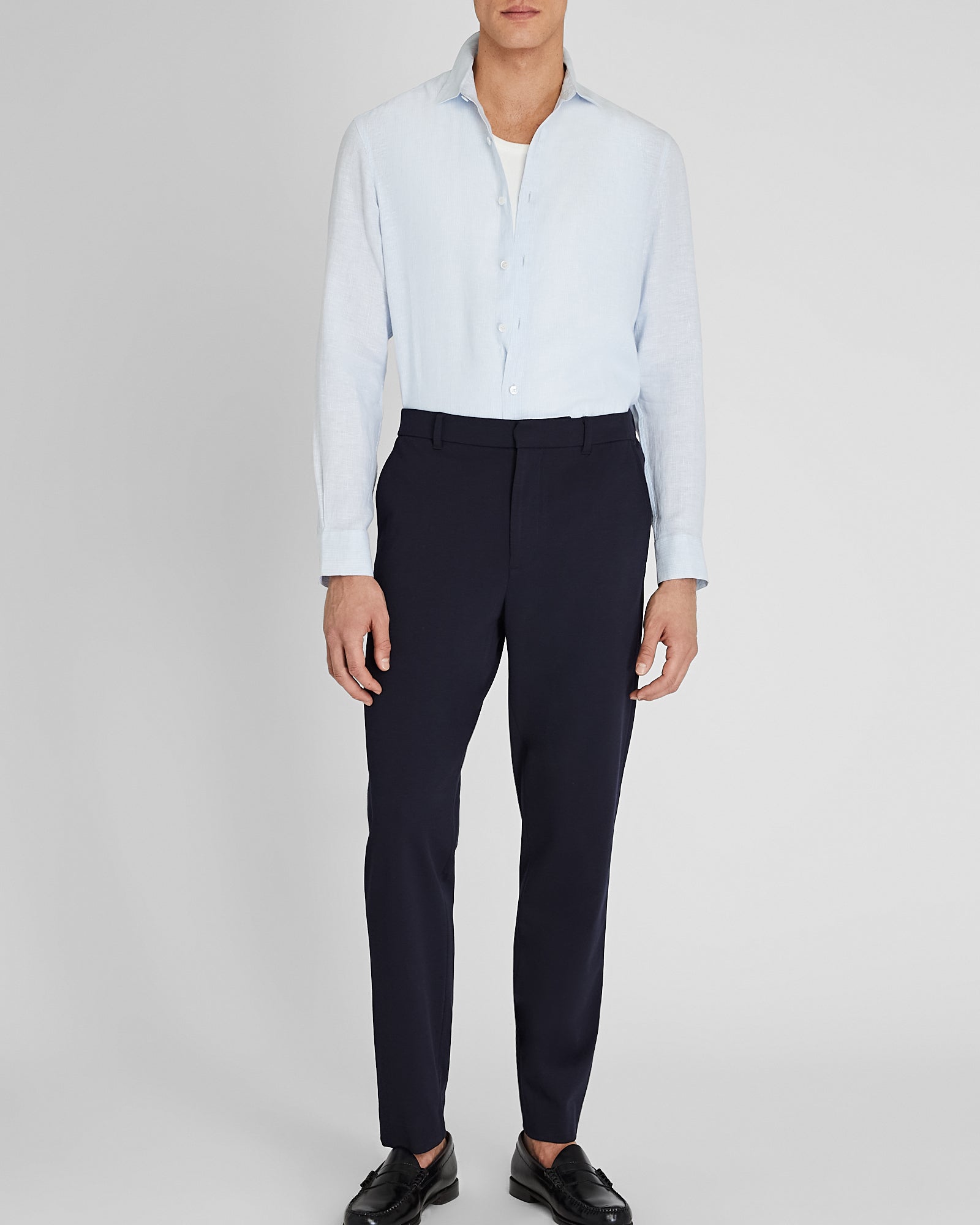 CLUB MONACO - Carlo Bassetti Italian Linen Stripe Shirt - Blue White Stripe