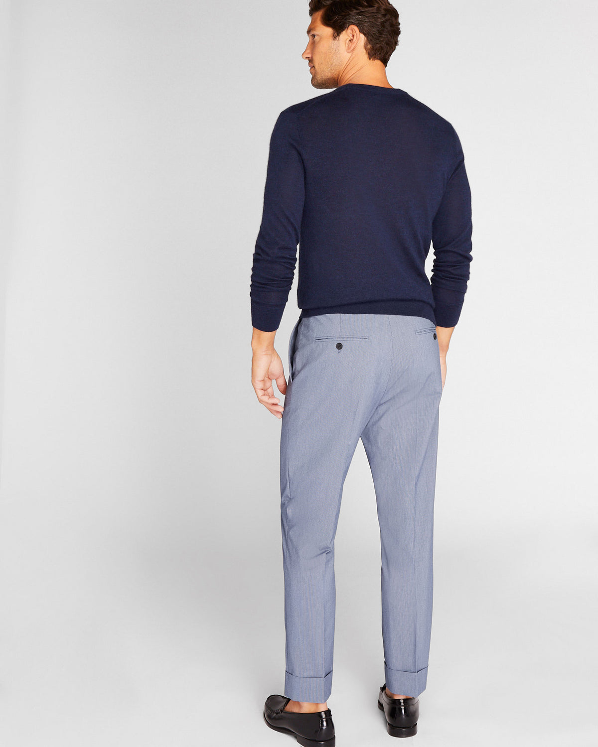 Club Monaco - Pantalon cigarette texturé - Mélange Bleu